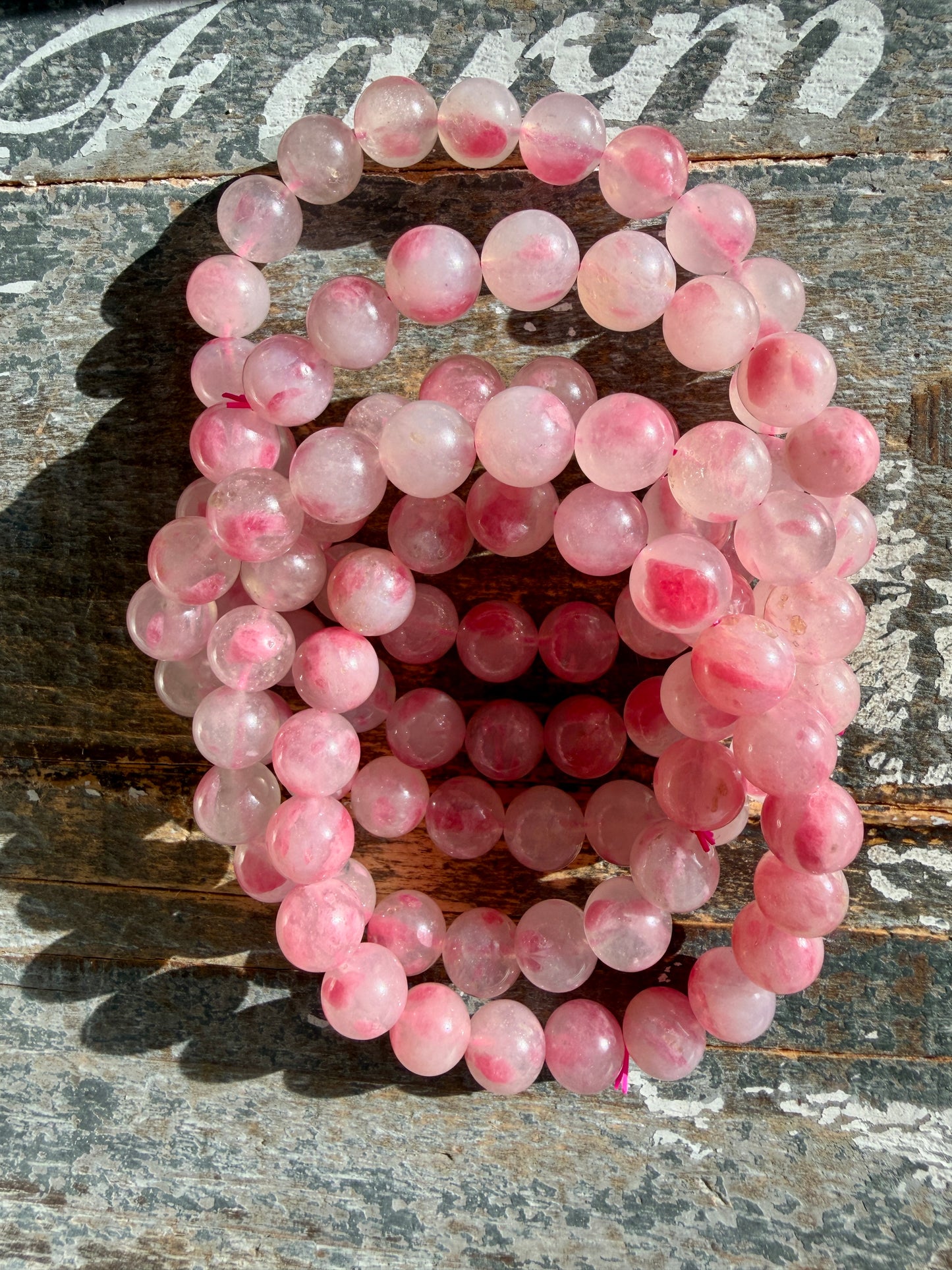 One (1) Cherry Blossom Rhodonite | Wrist Size: 6.75 - 7" | 10 MM