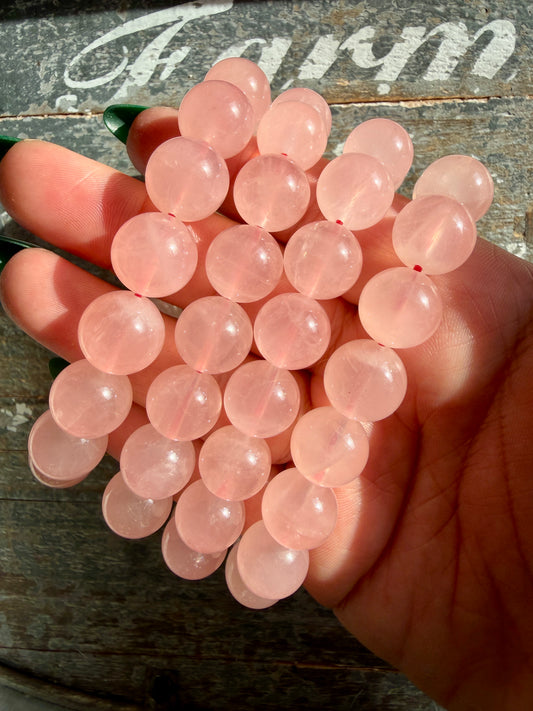 One (1) Rose Quartz Bracelet | Wrist Size 7" | 12mm