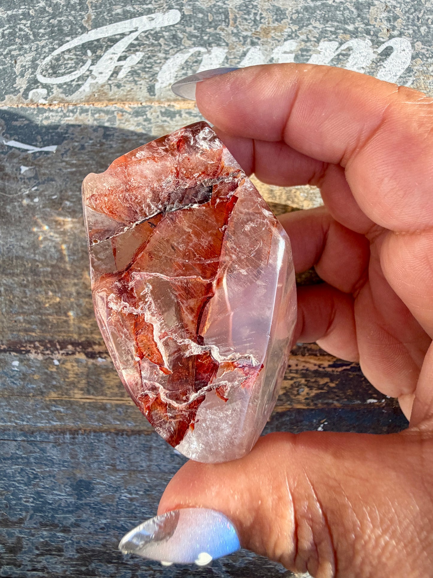 Gorgeous Fire Quartz Freeform Half Polish | Opt 23