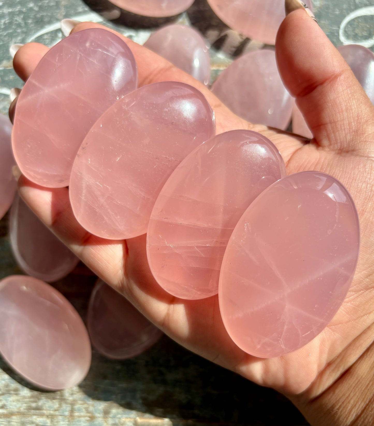 One (1) Gemmy Rose Stone Palm Stone | Intuitively Chosen