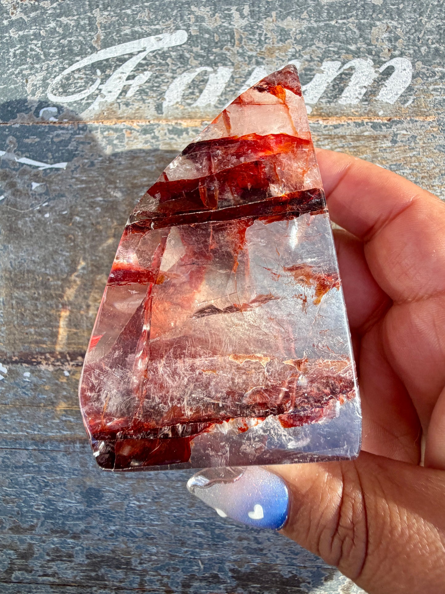 Gorgeous Fire Quartz Freeform Half Polish | Opt 3
