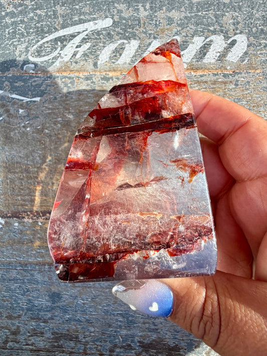 Gorgeous Fire Quartz Freeform Half Polish | Opt 3