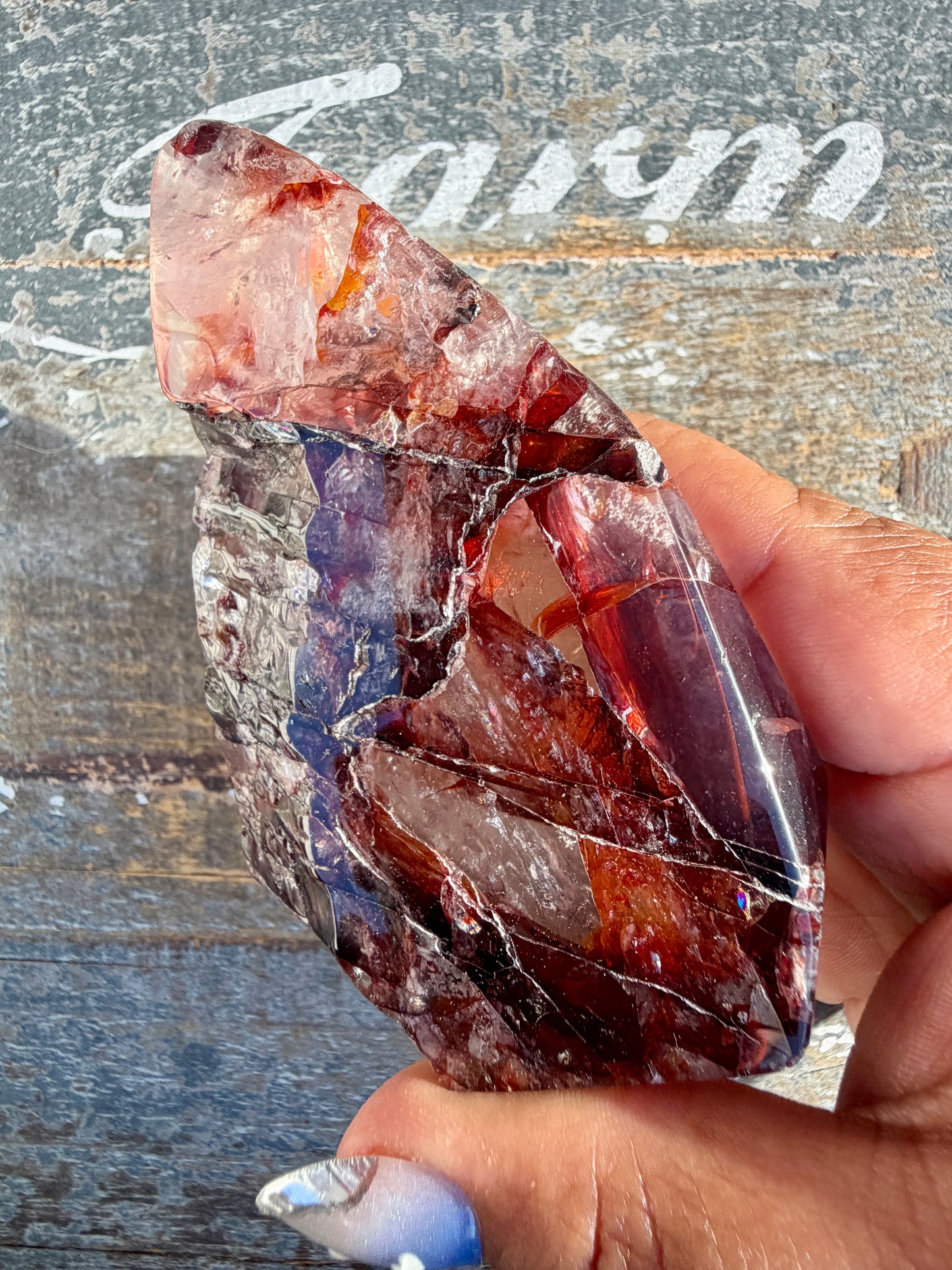 Gorgeous Fire Quartz Freeform Half Polish | Opt 3