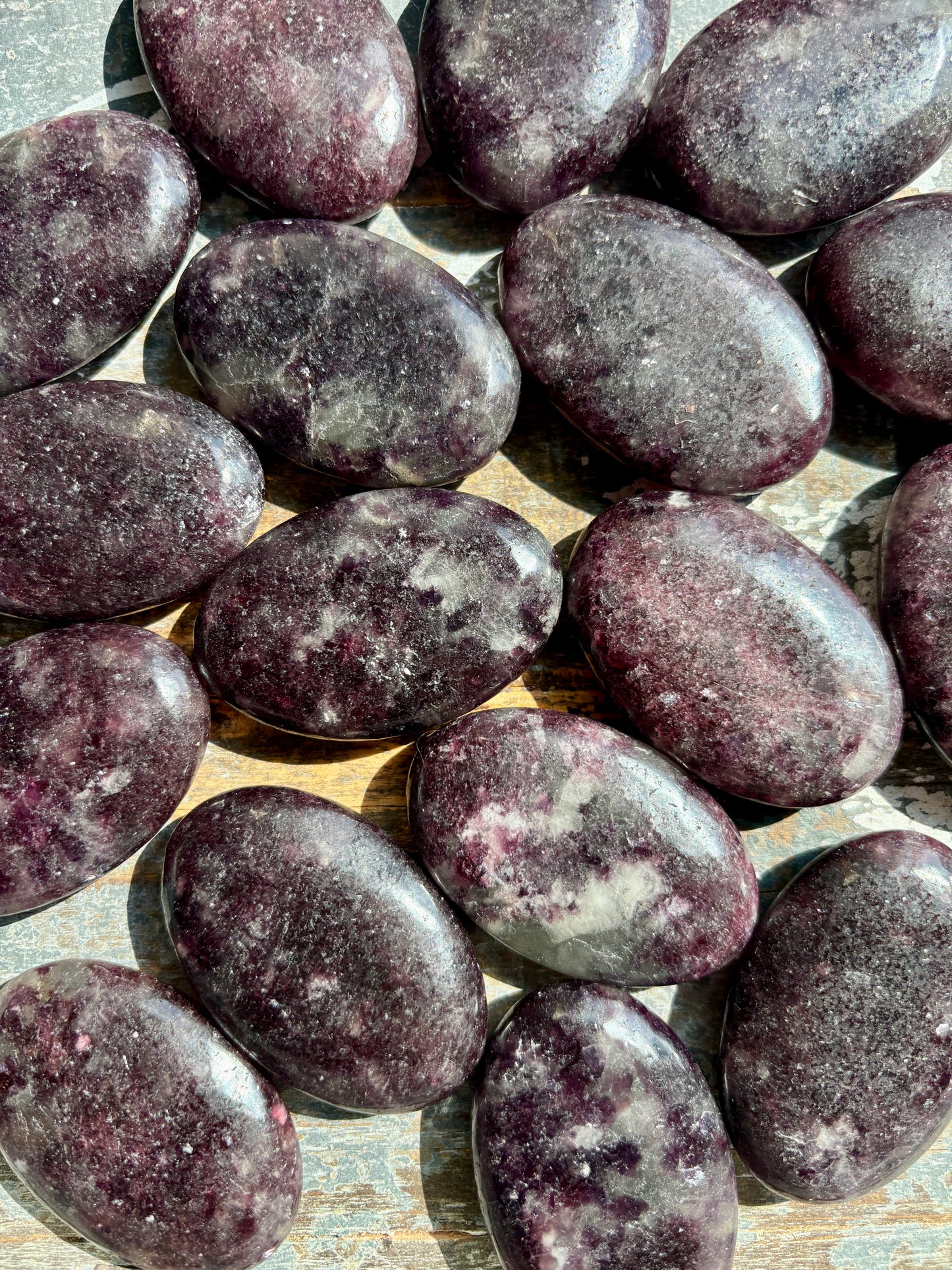 One (1) Dark Lepidolite Palm Stone | Intuitively Chosen