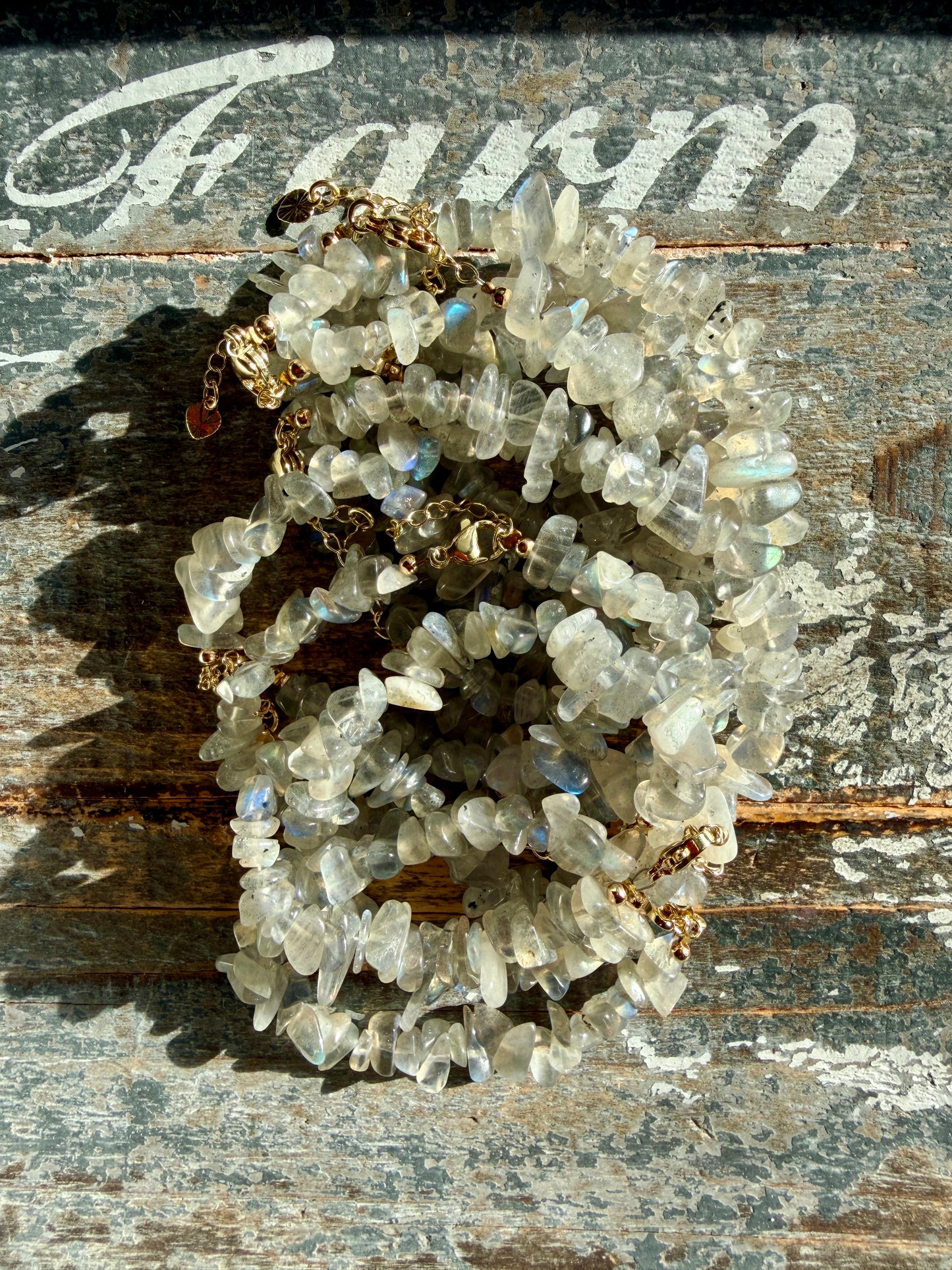 One (1) Adjustable Labradorite Chip Bracelet | 7-8mm