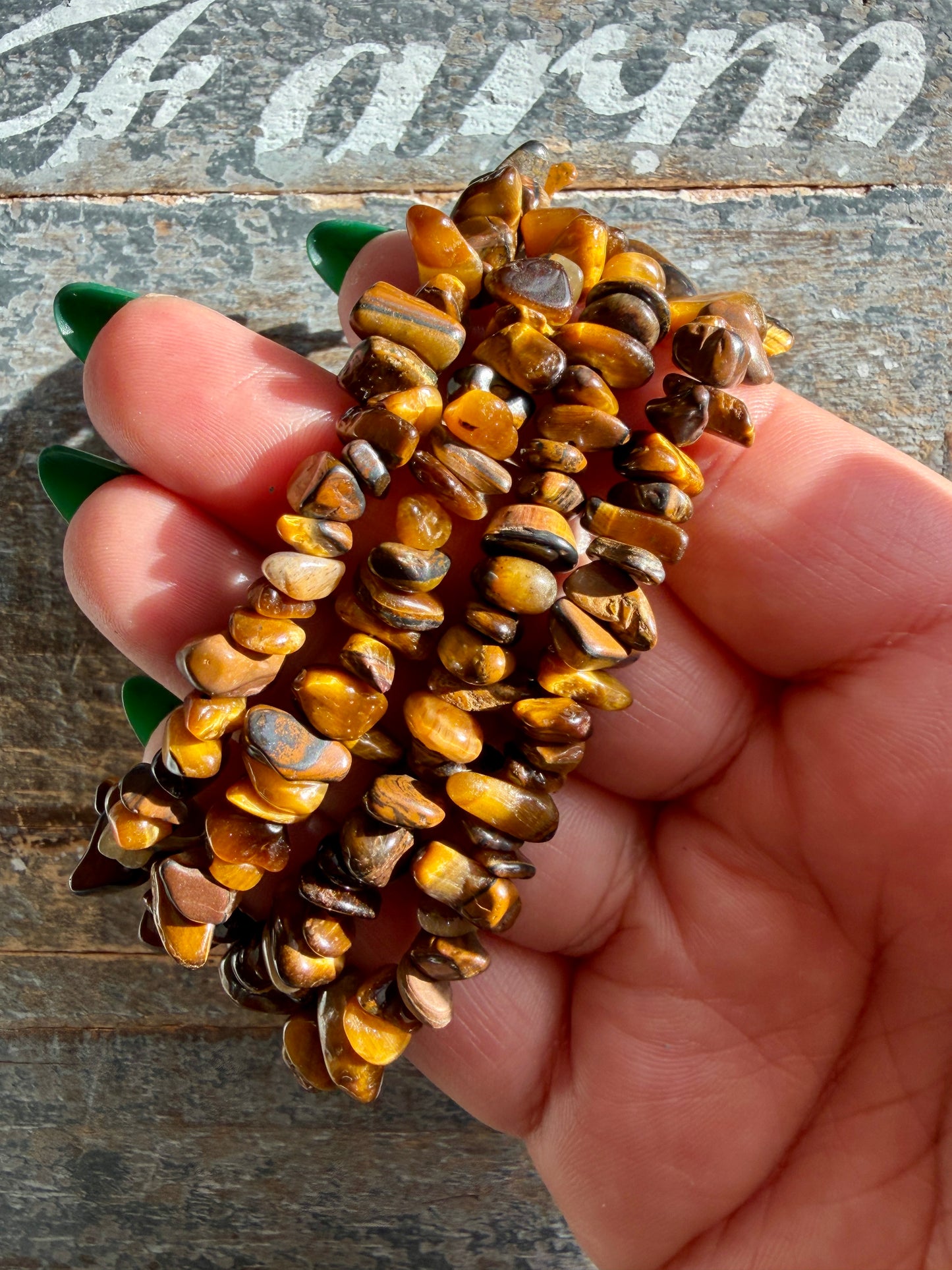 One (1) Adjustable Tigers Eye Chip Bracelet | 6-8mm