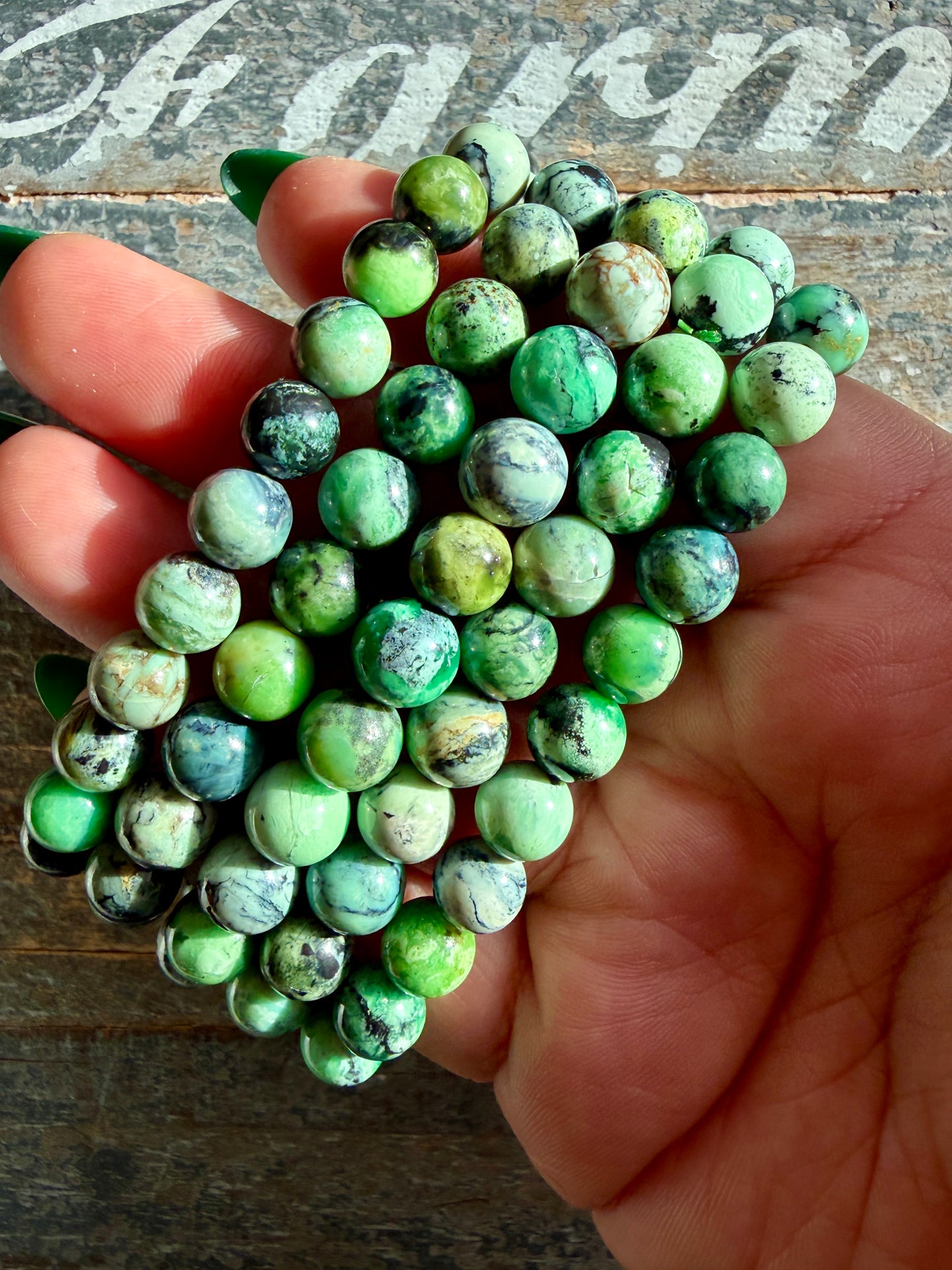 One (1) Gorgeous Green Variscite Bracelet | Wrist Size: 6-6.25" | 8 MM