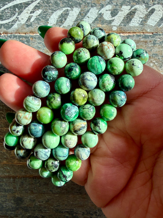 One (1) Gorgeous Green Variscite Bracelet | Wrist Size: 6-6.25" | 8 MM