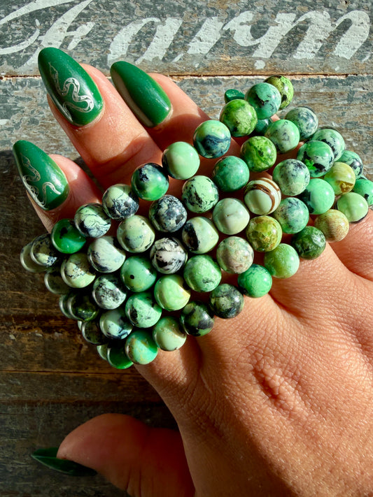 One (1) Gorgeous Green Variscite Bracelet | Wrist Size: 6-6.25" | 8 MM