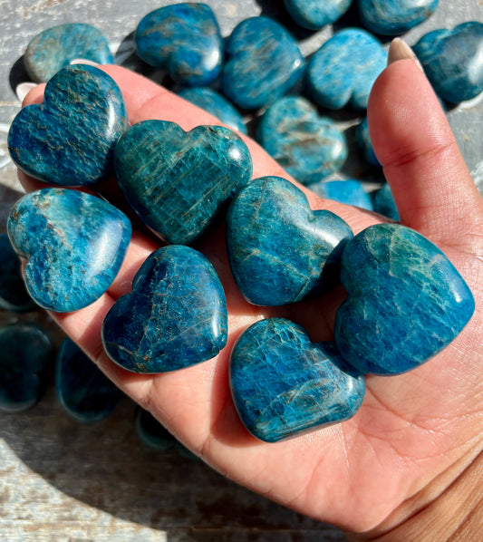 One (1) Blue Apatite Mini Heart | Intuitley Chosen