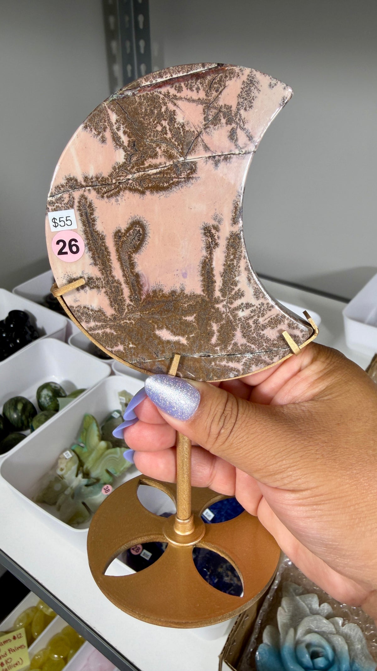 Gorgeous Picture Jasper Moon on Stand | Opt 26
