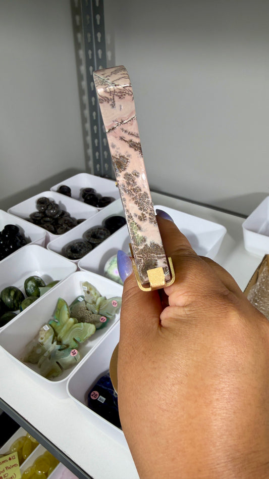 Gorgeous Picture Jasper Moon on Stand | Opt 26