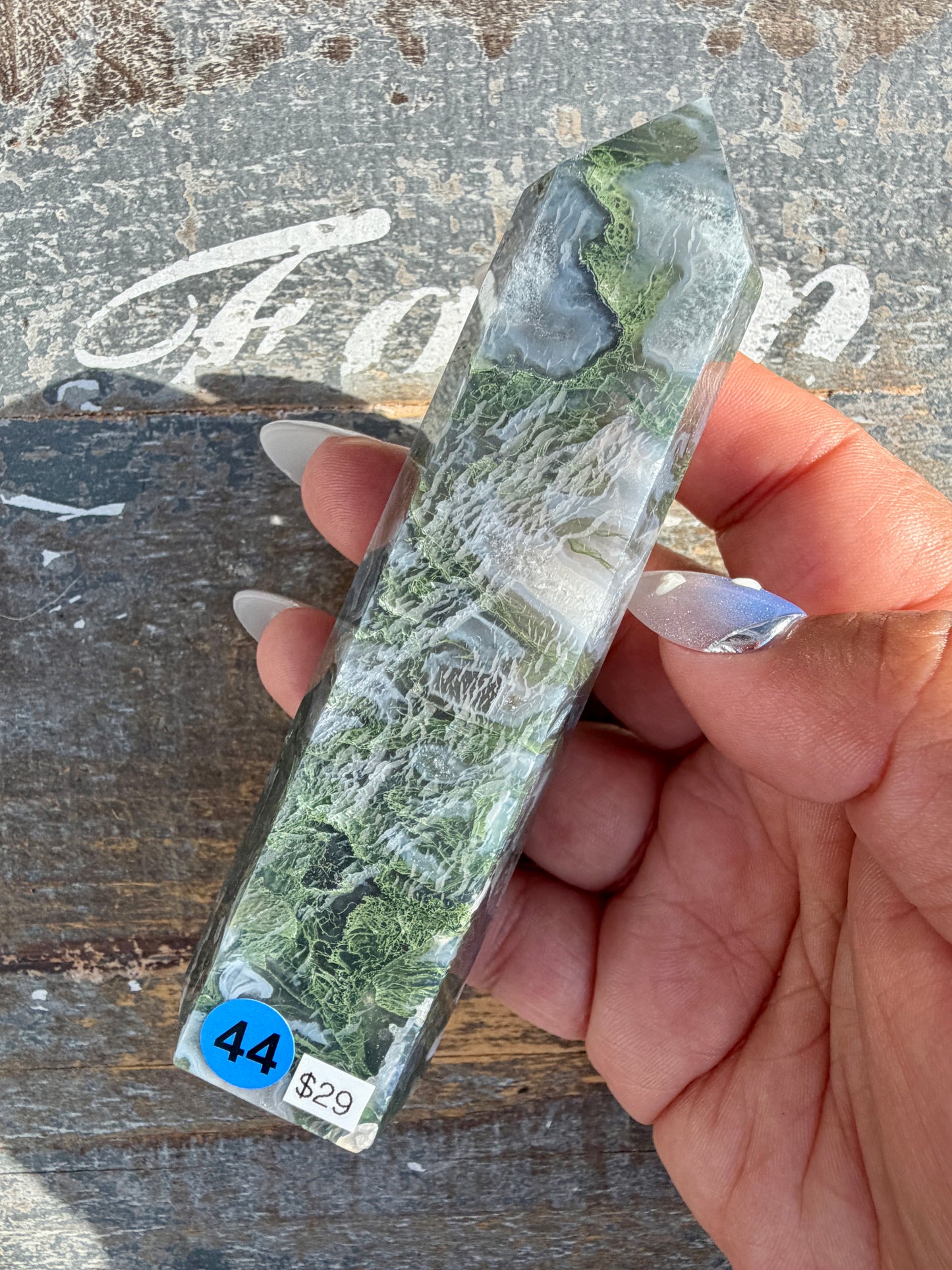 Gorgeous Druzy Moss Agate Tower | Opt 44