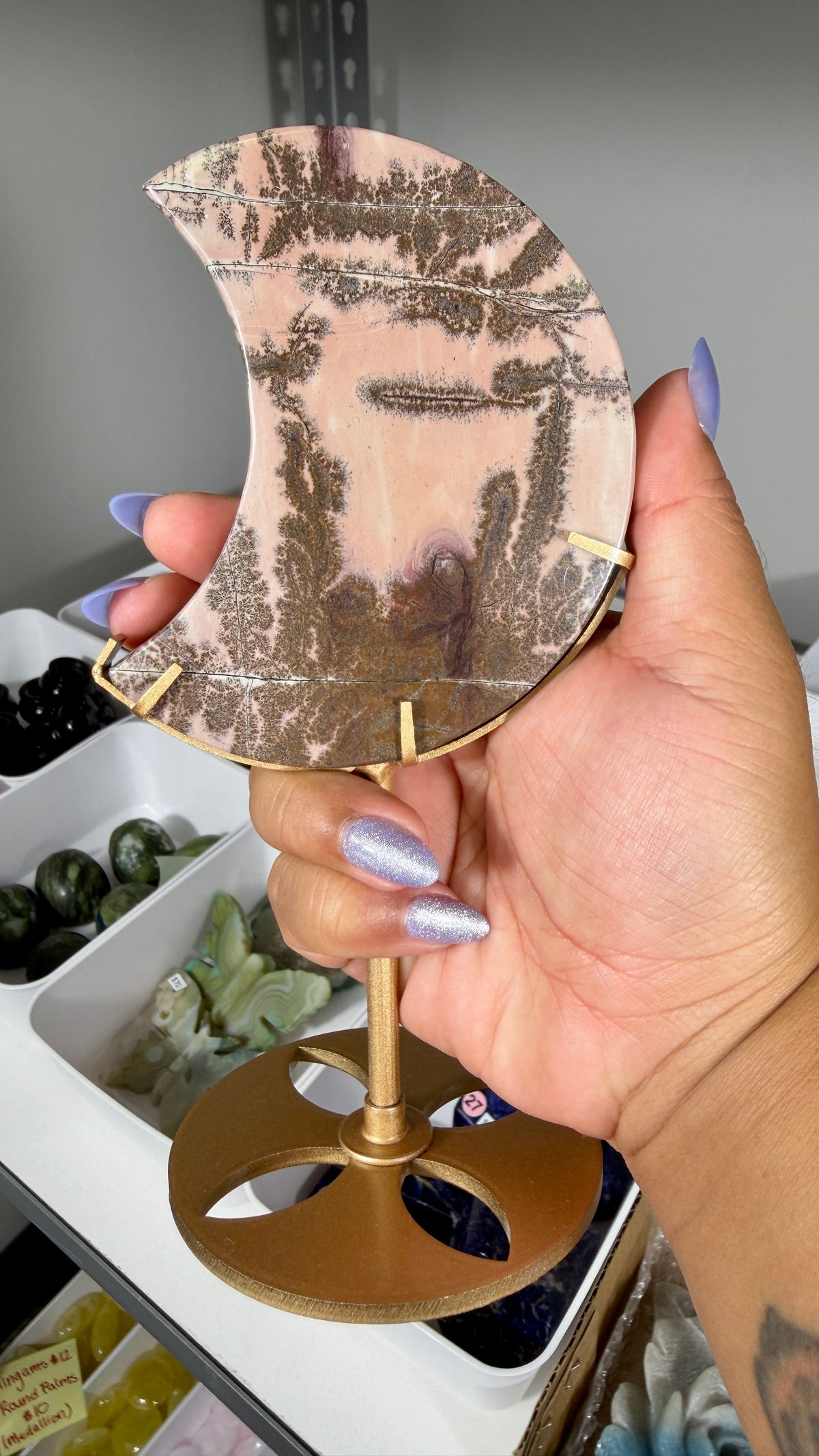 Gorgeous Picture Jasper Moon on Stand | Opt 26