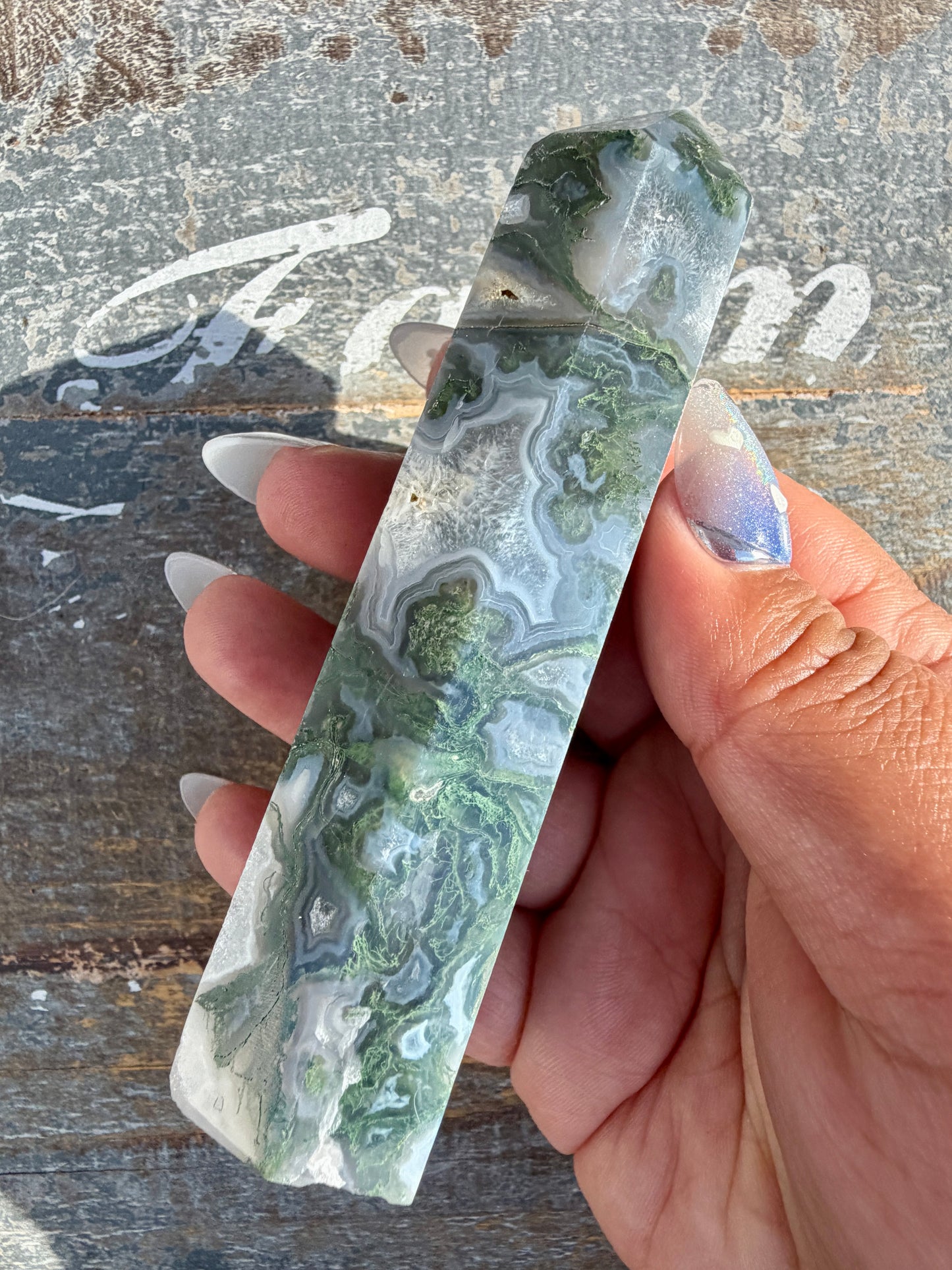 Gorgeous Druzy Moss Agate Tower | Opt 44