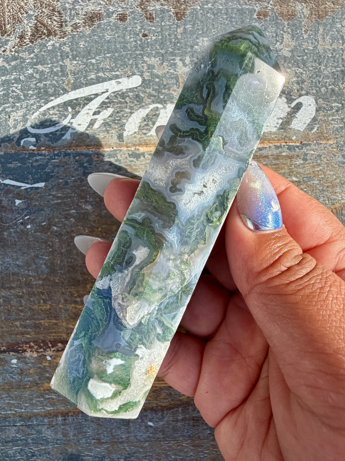 Gorgeous Druzy Moss Agate Tower | Opt 44