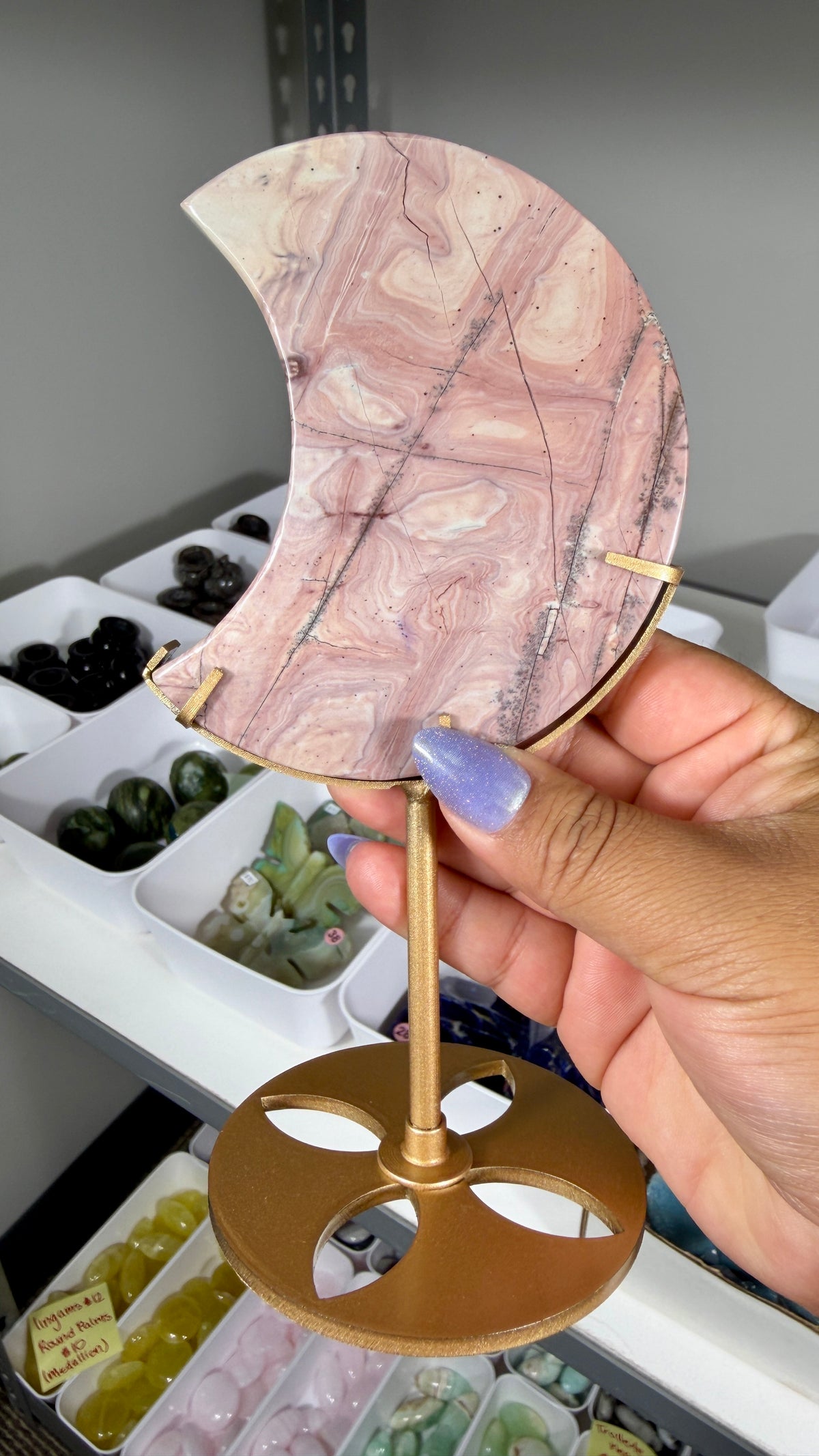 Gorgeous Picture Jasper Moon on Stand | Opt 25