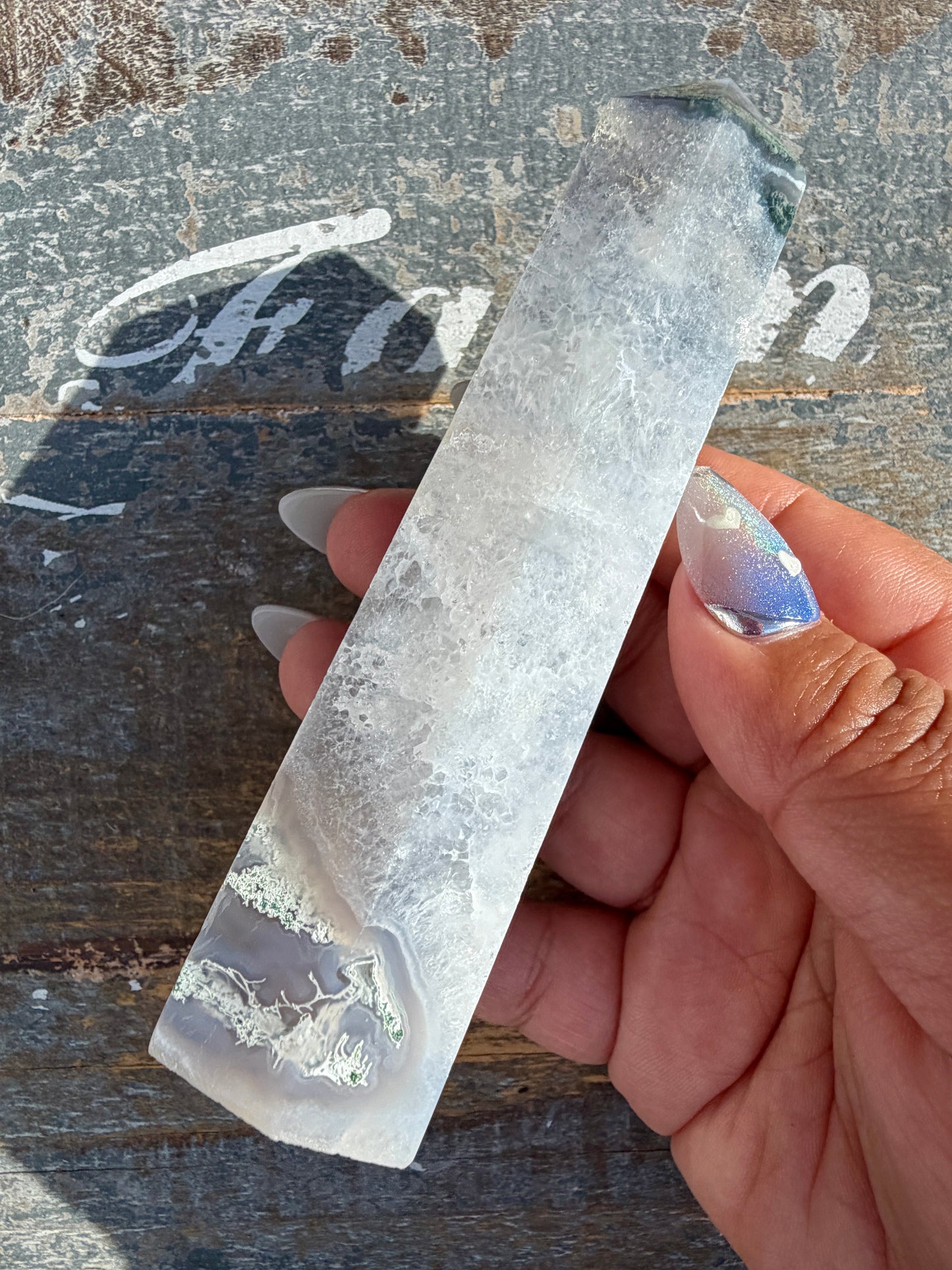 Gorgeous Druzy Moss Agate Tower | Opt 43