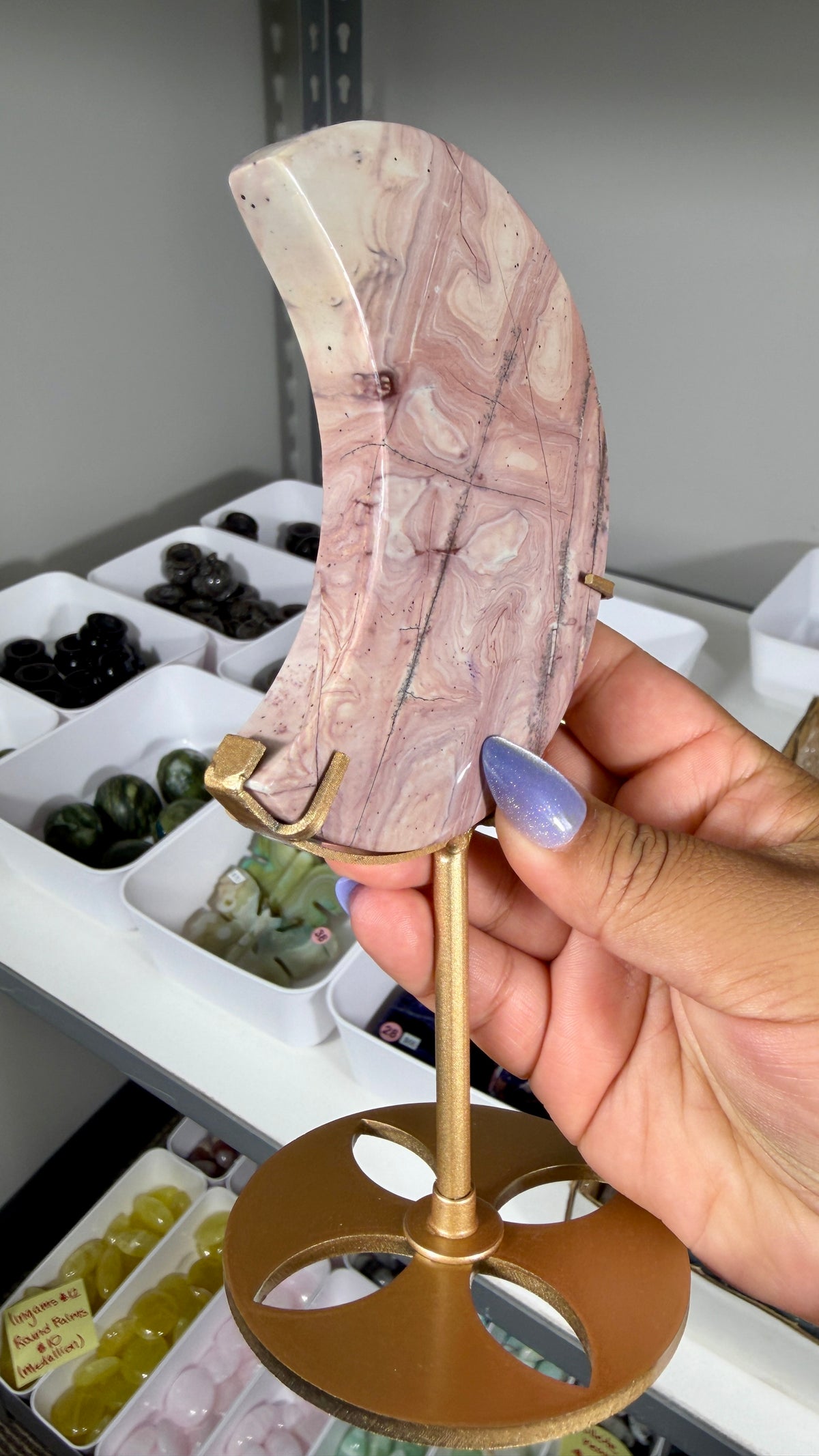 Gorgeous Picture Jasper Moon on Stand | Opt 25