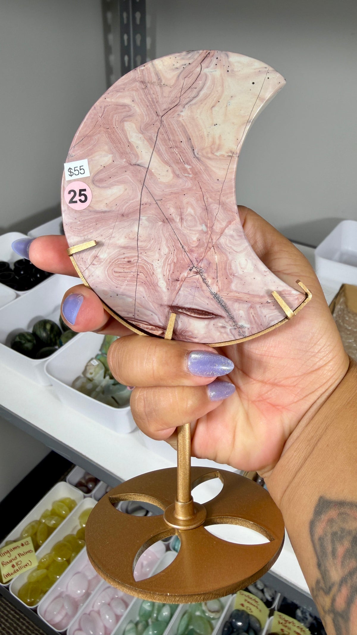 Gorgeous Picture Jasper Moon on Stand | Opt 25