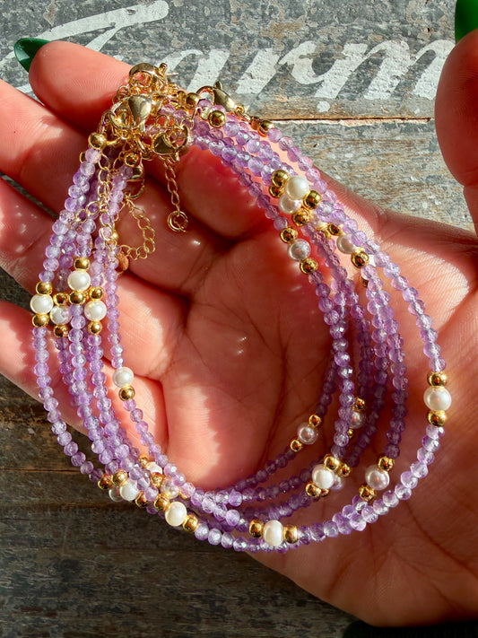 One (1) Gorgeous Amethyst Adjustable Anklet