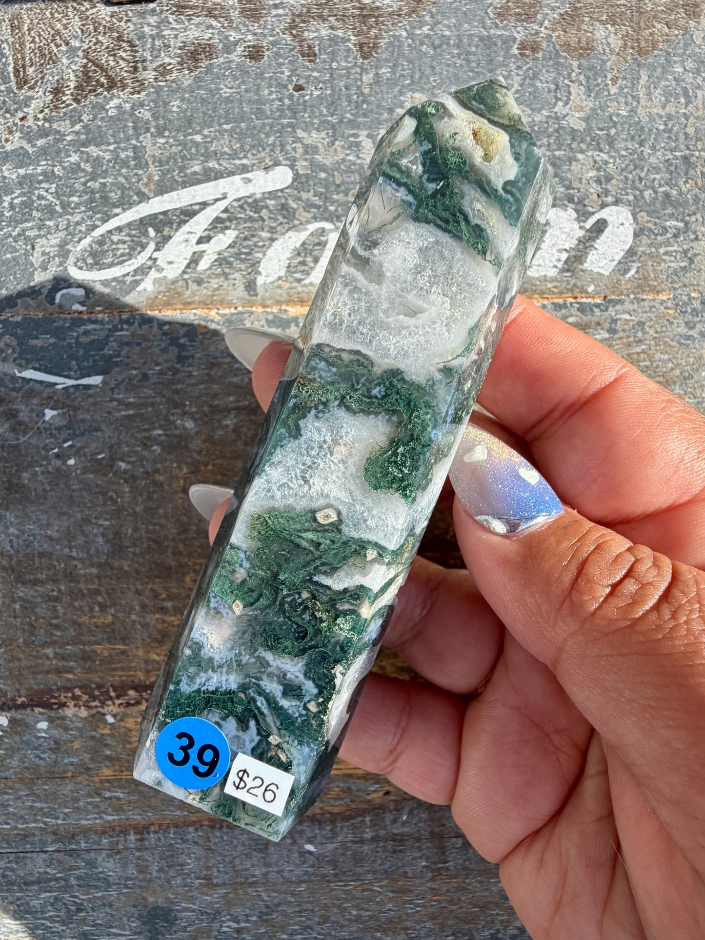 Gorgeous Druzy Moss Agate Tower | Opt 39