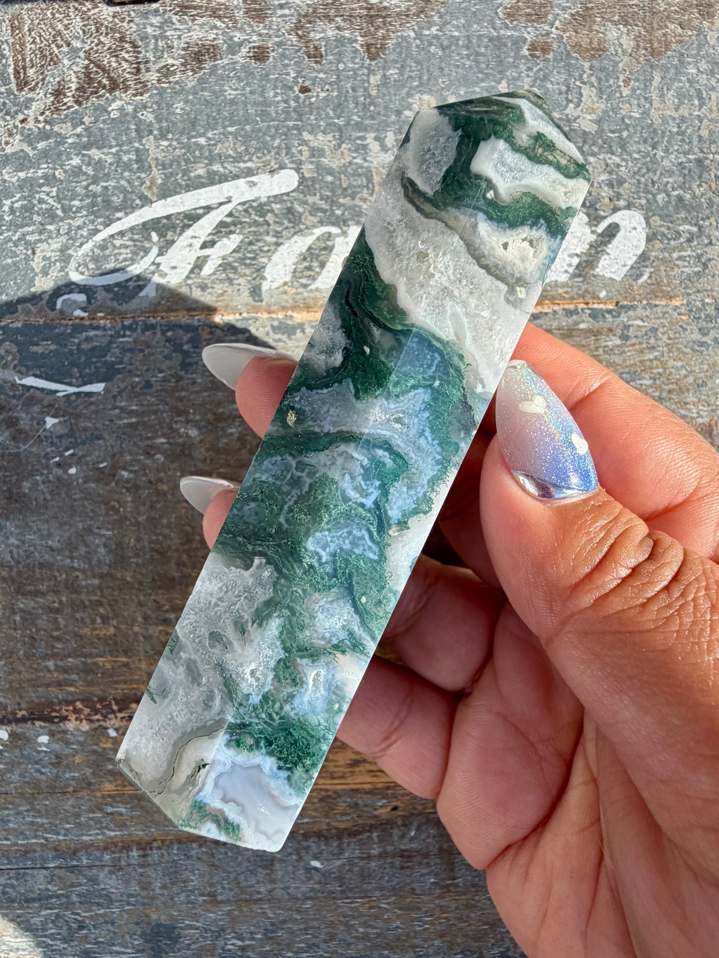 Gorgeous Druzy Moss Agate Tower | Opt 39