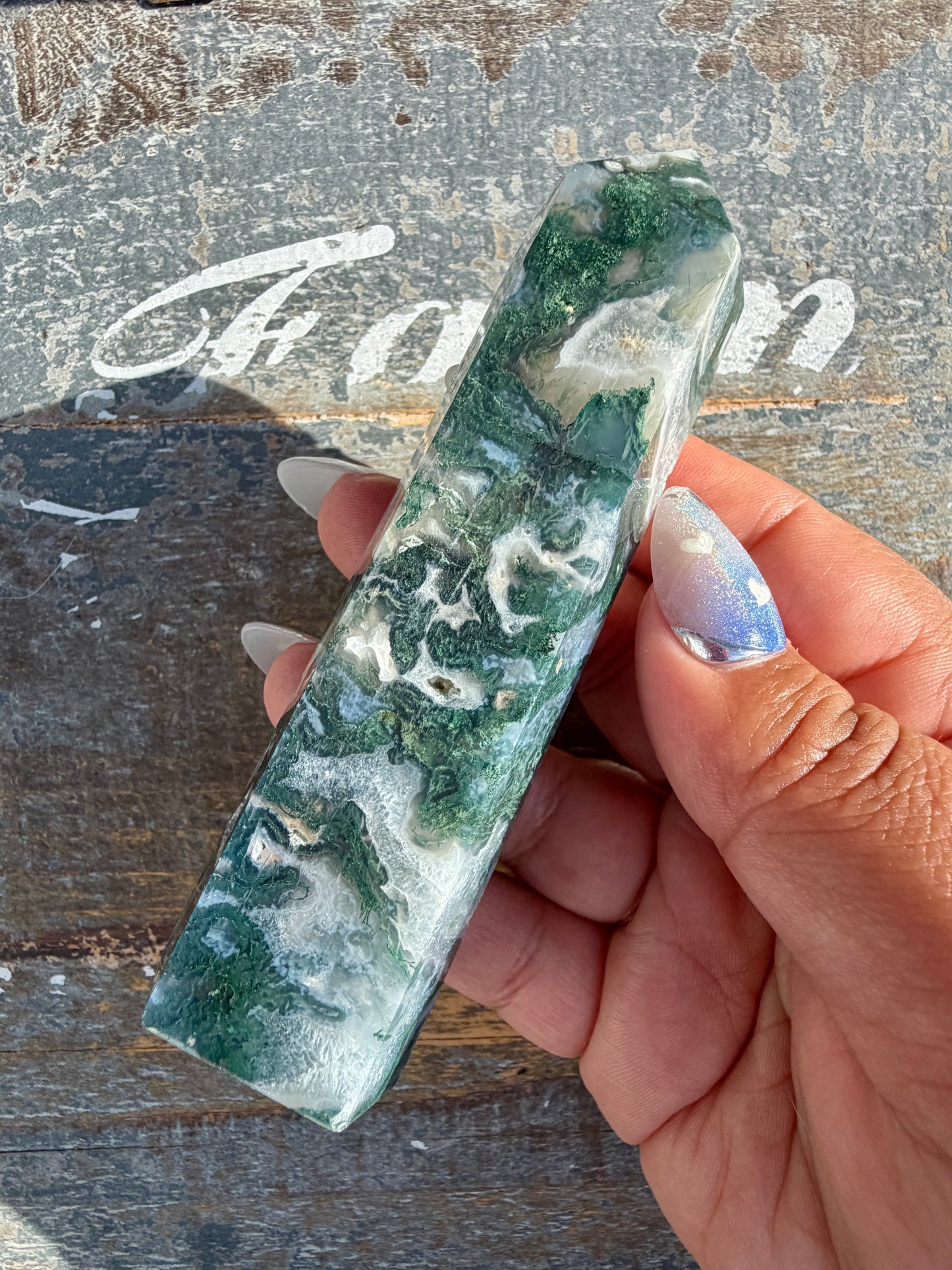 Gorgeous Druzy Moss Agate Tower | Opt 39