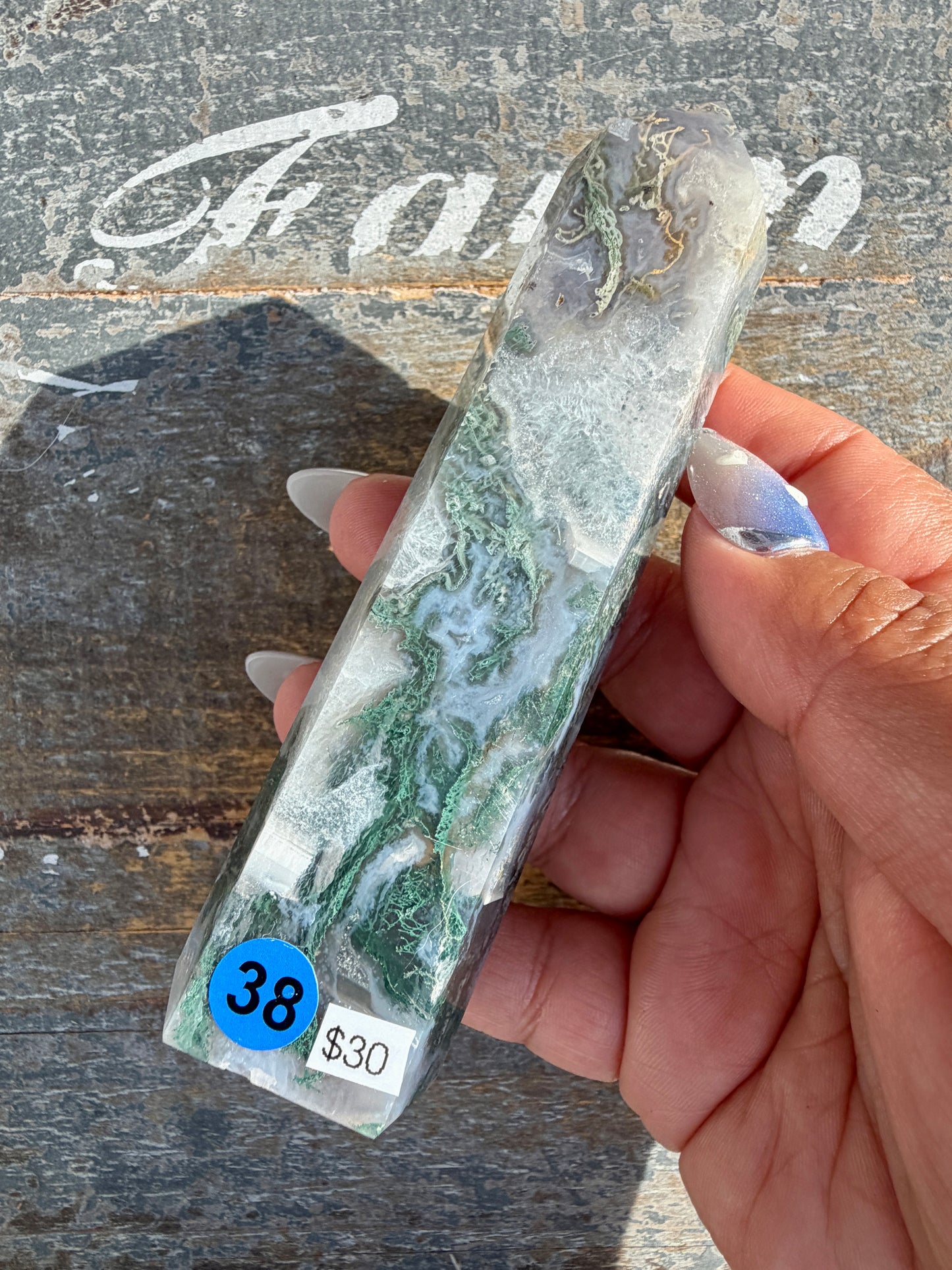 Gorgeous Druzy Moss Agate Tower | Opt 38
