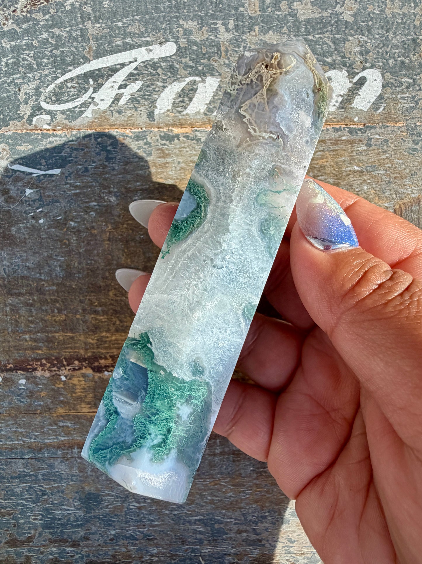 Gorgeous Druzy Moss Agate Tower | Opt 38