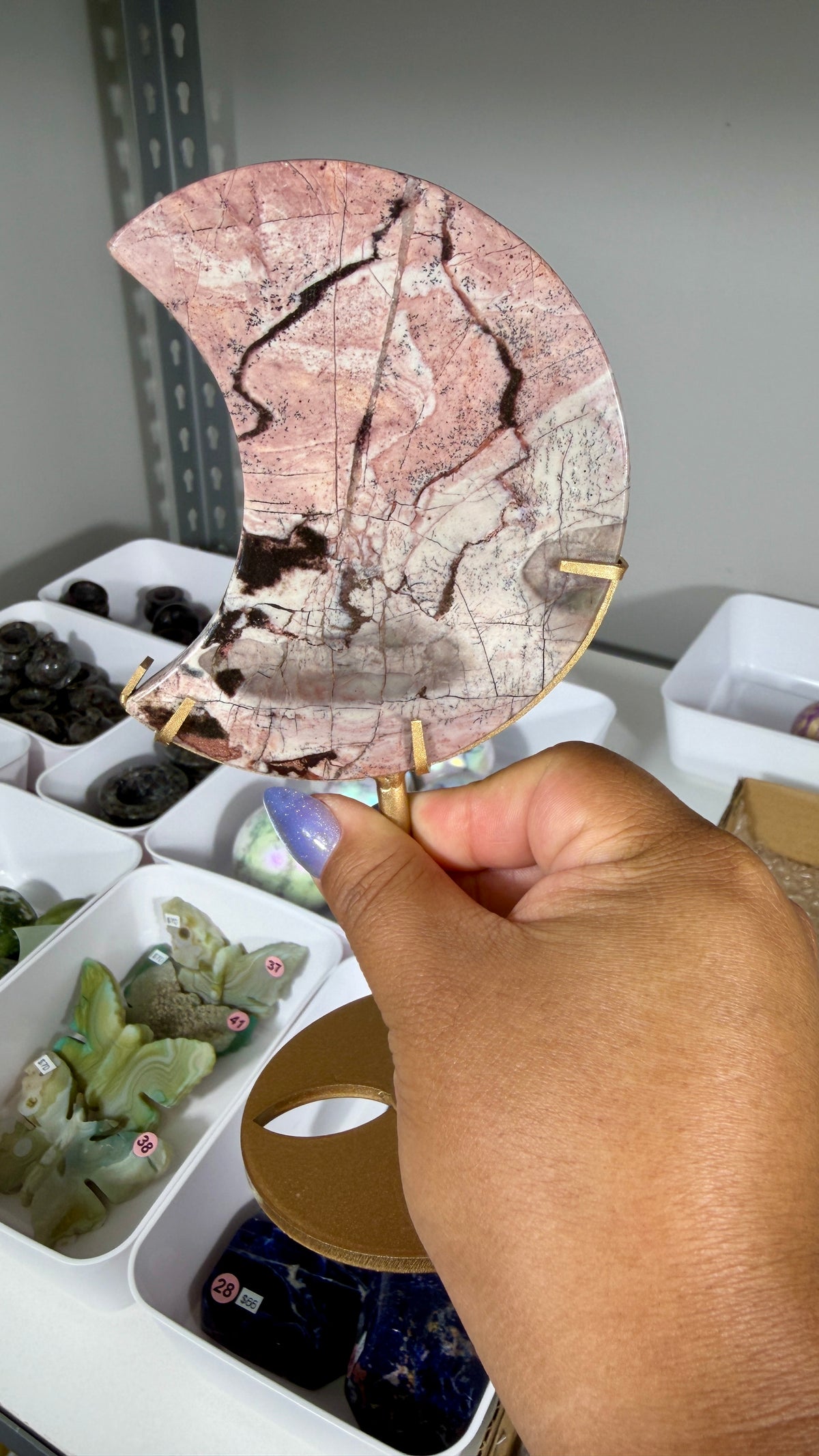 Gorgeous Picture Jasper Moon on Stand | Opt 20