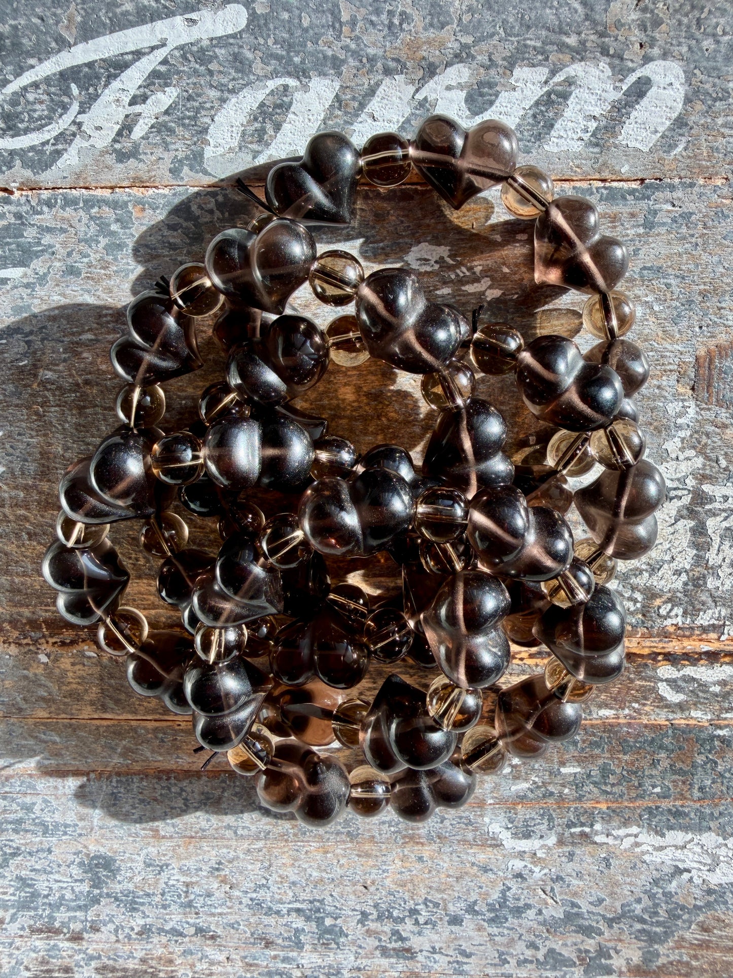 One (1) Ice Obsidian Heart Bracelet | 6.5" Wrist | 13mm