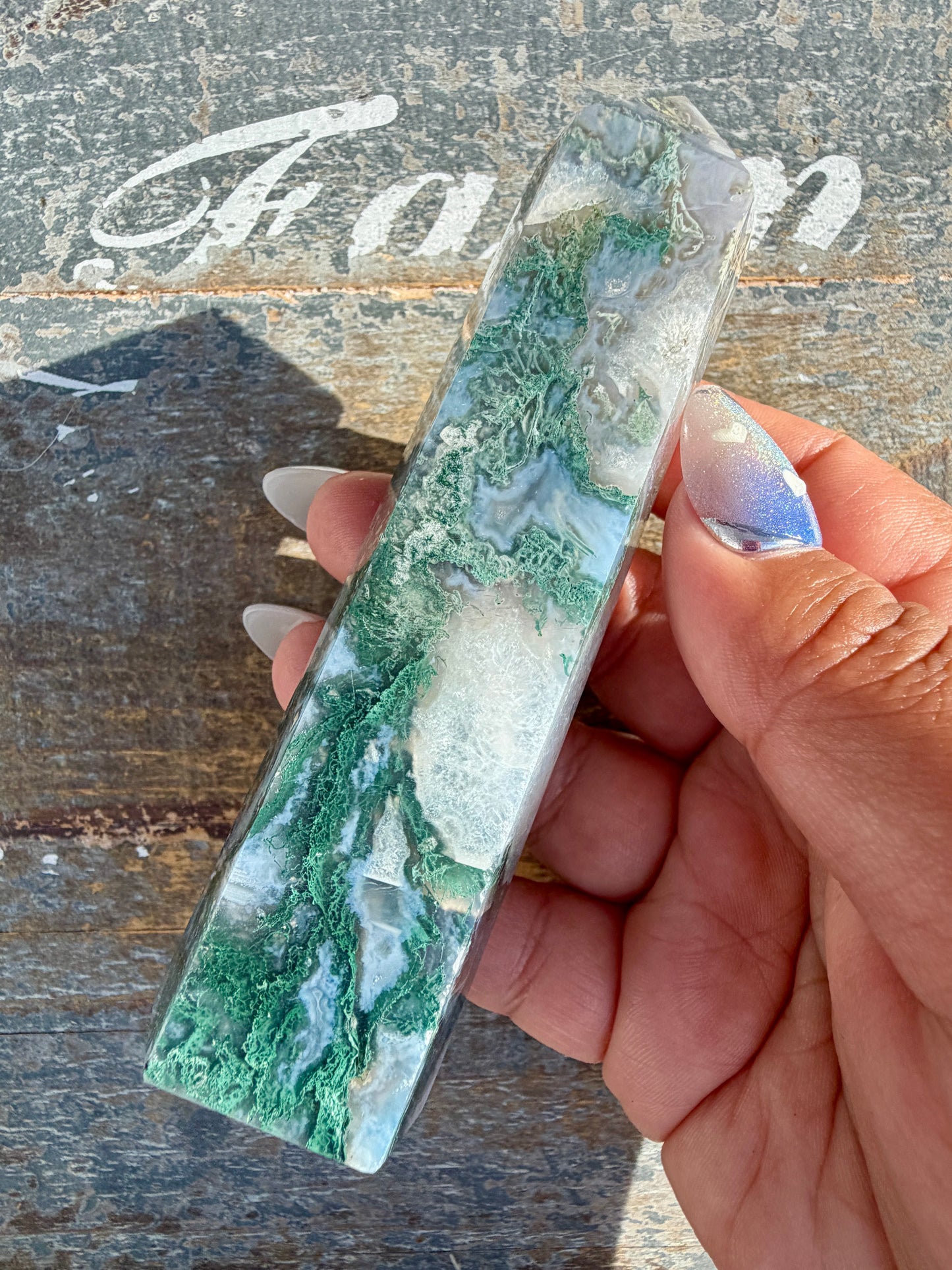 Gorgeous Druzy Moss Agate Tower | Opt 38