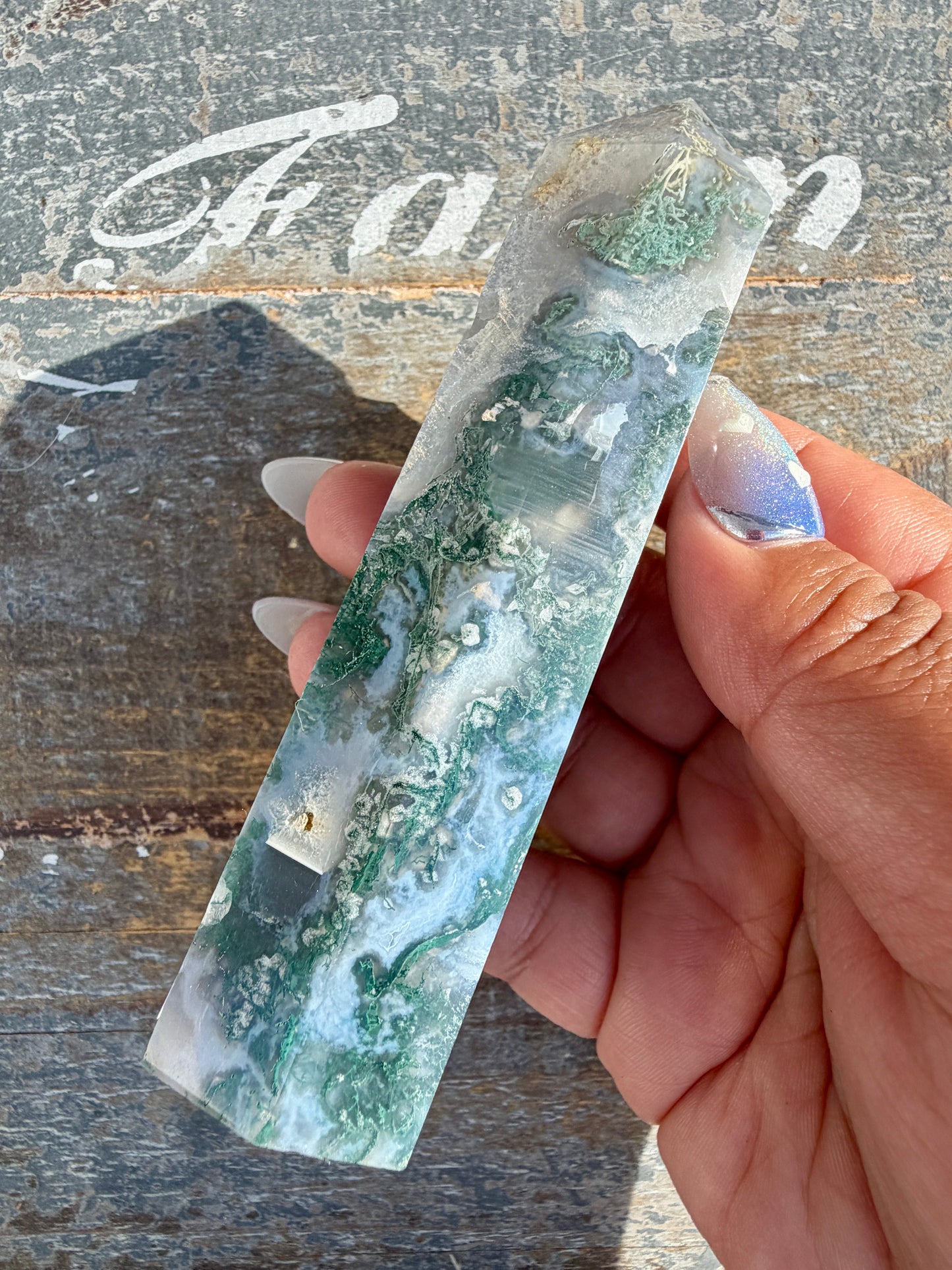 Gorgeous Druzy Moss Agate Tower | Opt 38