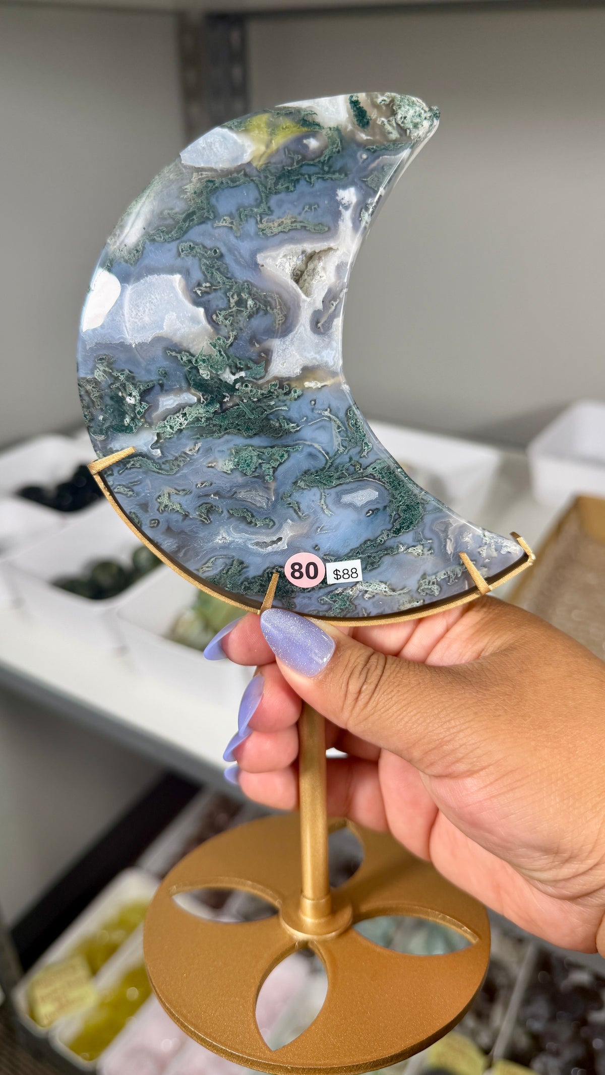Gorgeous Moss Agate Moon | Opt 80