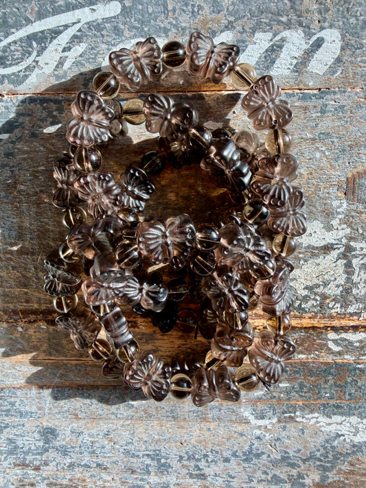 One (1) Ice Obsidian Butterfly Bracelet | 6" Wrist | 13mm