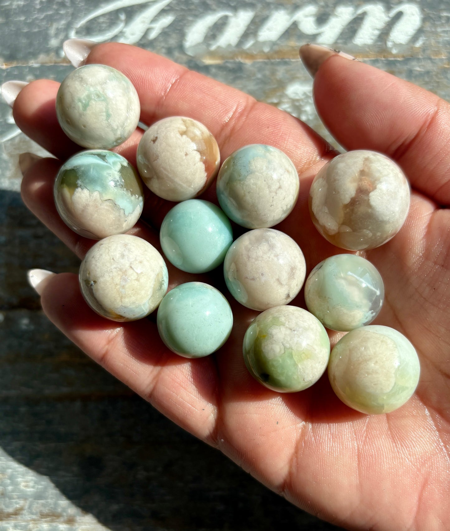 One (1) Green Flower Agate Mini Sphere | Intuitively Chosen