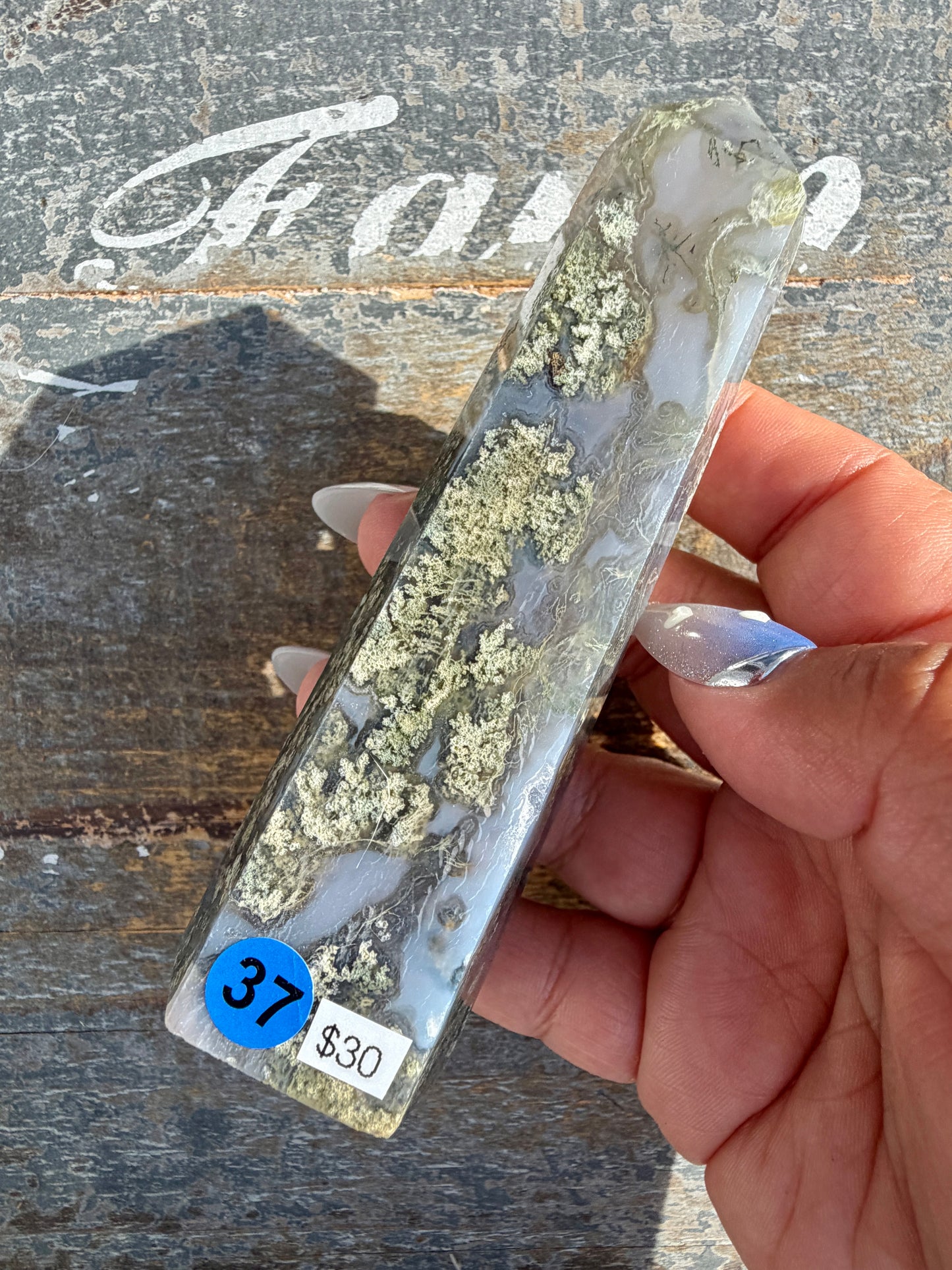 Gorgeous Druzy Moss Agate Tower | Opt 37