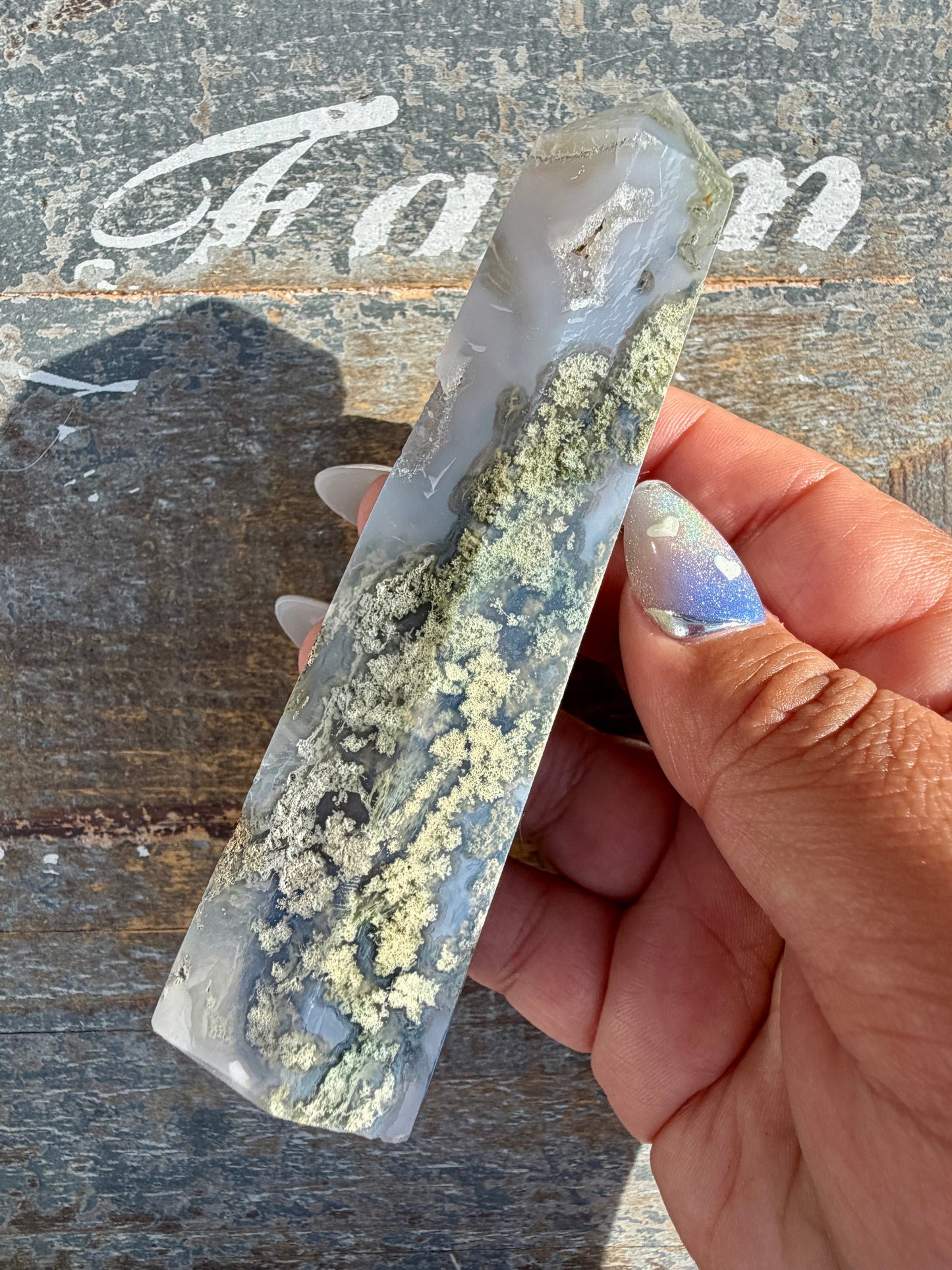 Gorgeous Druzy Moss Agate Tower | Opt 37