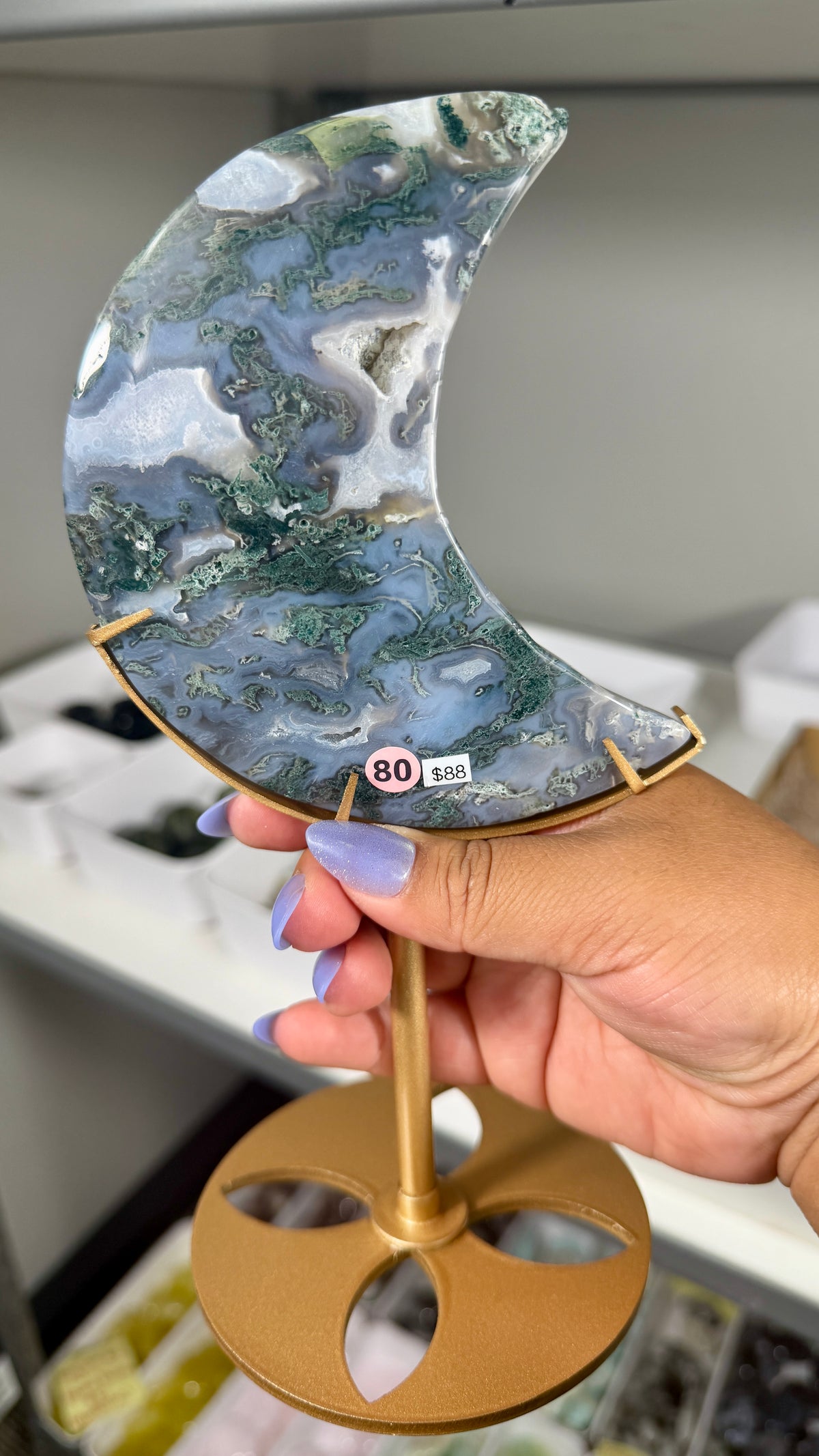 Gorgeous Moss Agate Moon | Opt 80