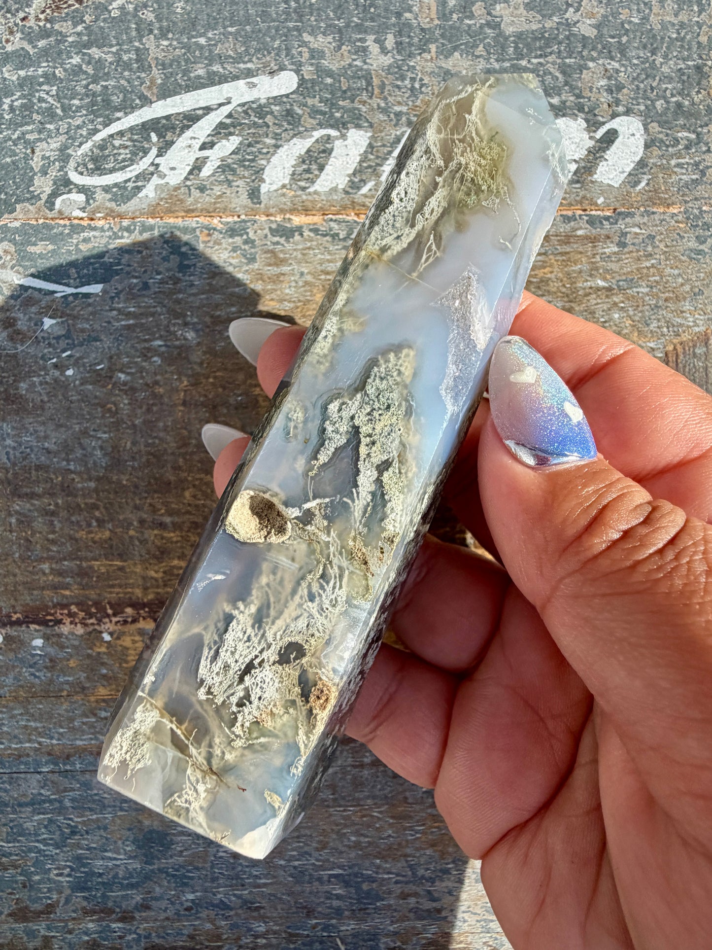 Gorgeous Druzy Moss Agate Tower | Opt 37