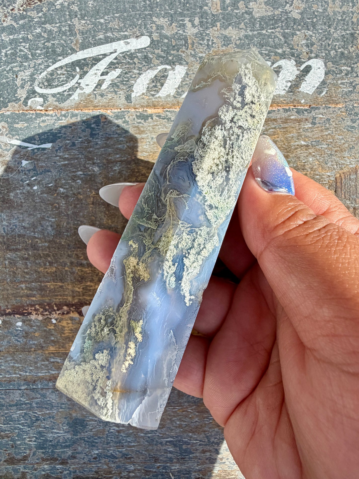 Gorgeous Druzy Moss Agate Tower | Opt 37