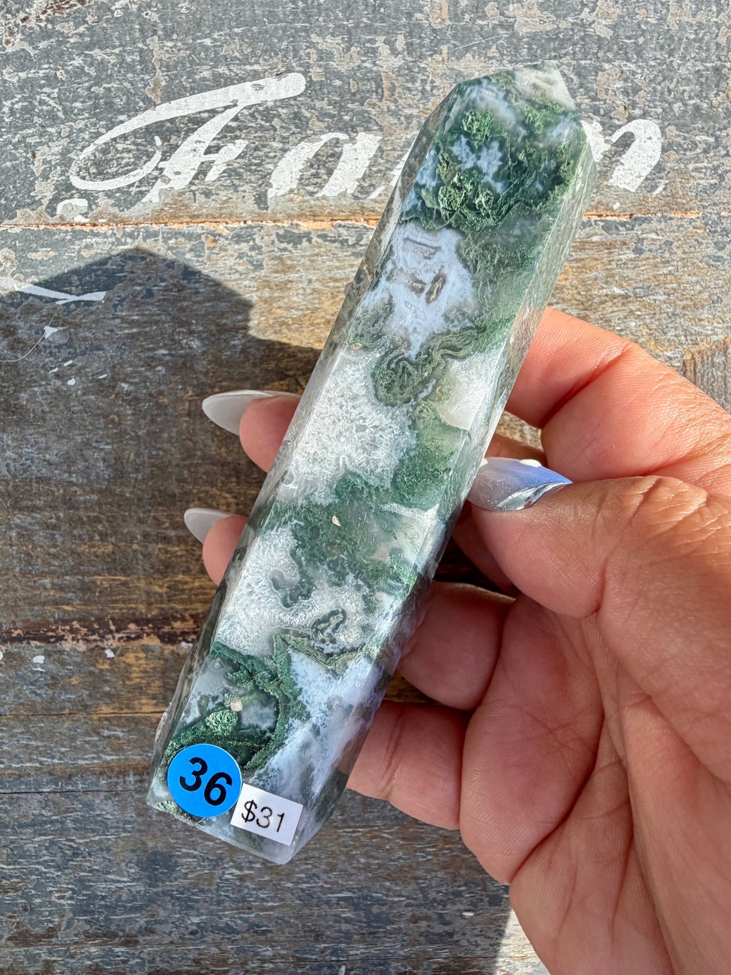 Gorgeous Druzy Moss Agate Tower | Opt 36