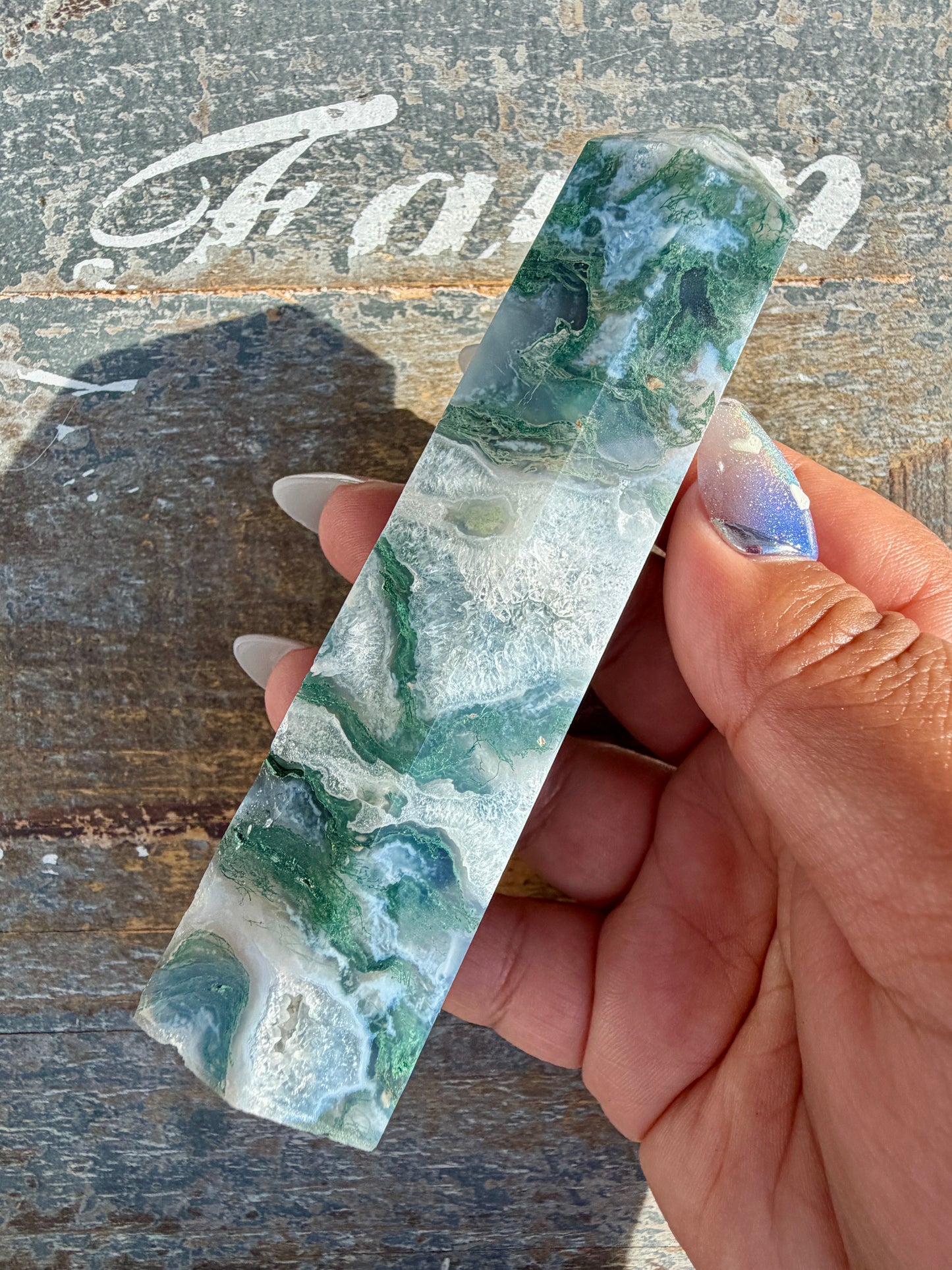 Gorgeous Druzy Moss Agate Tower | Opt 36