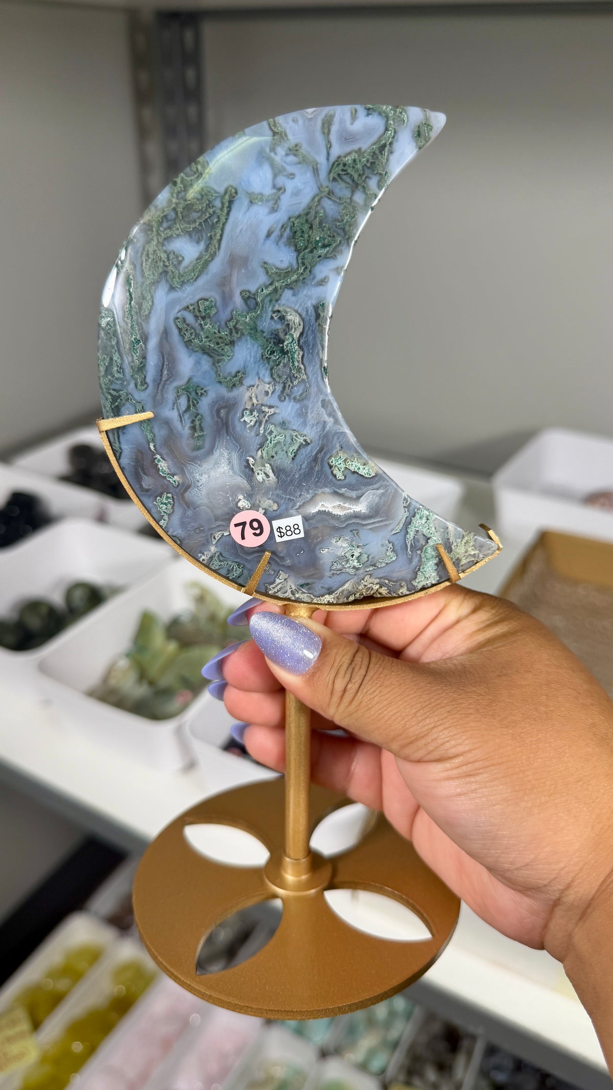 Gorgeous Moss Agate Moon | Opt 79