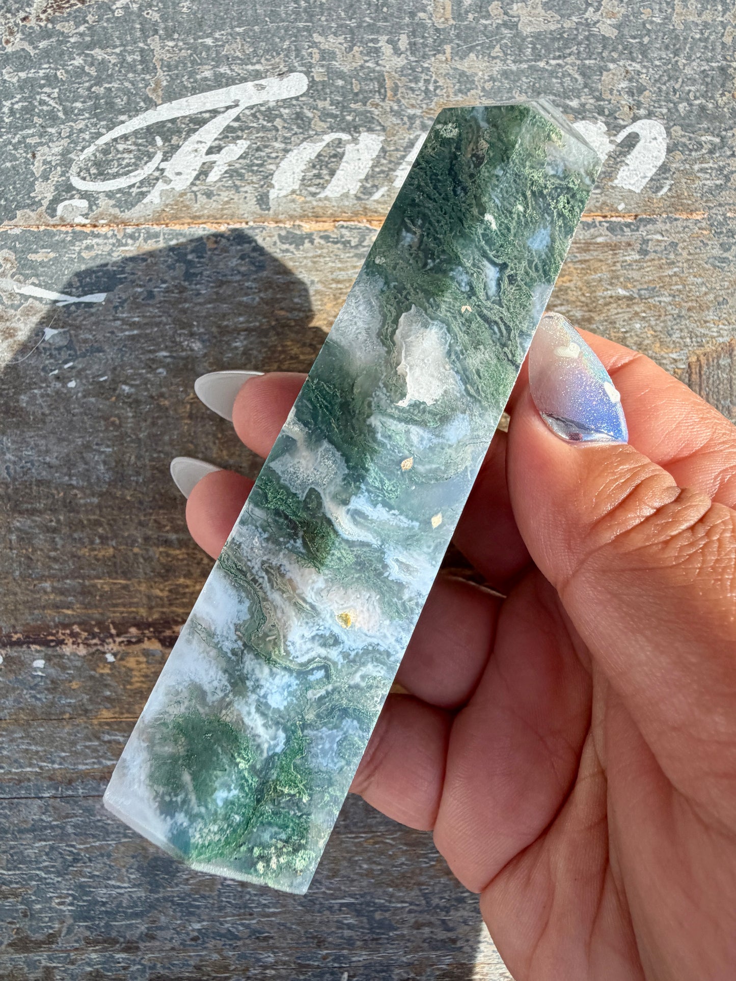 Gorgeous Druzy Moss Agate Tower | Opt 36