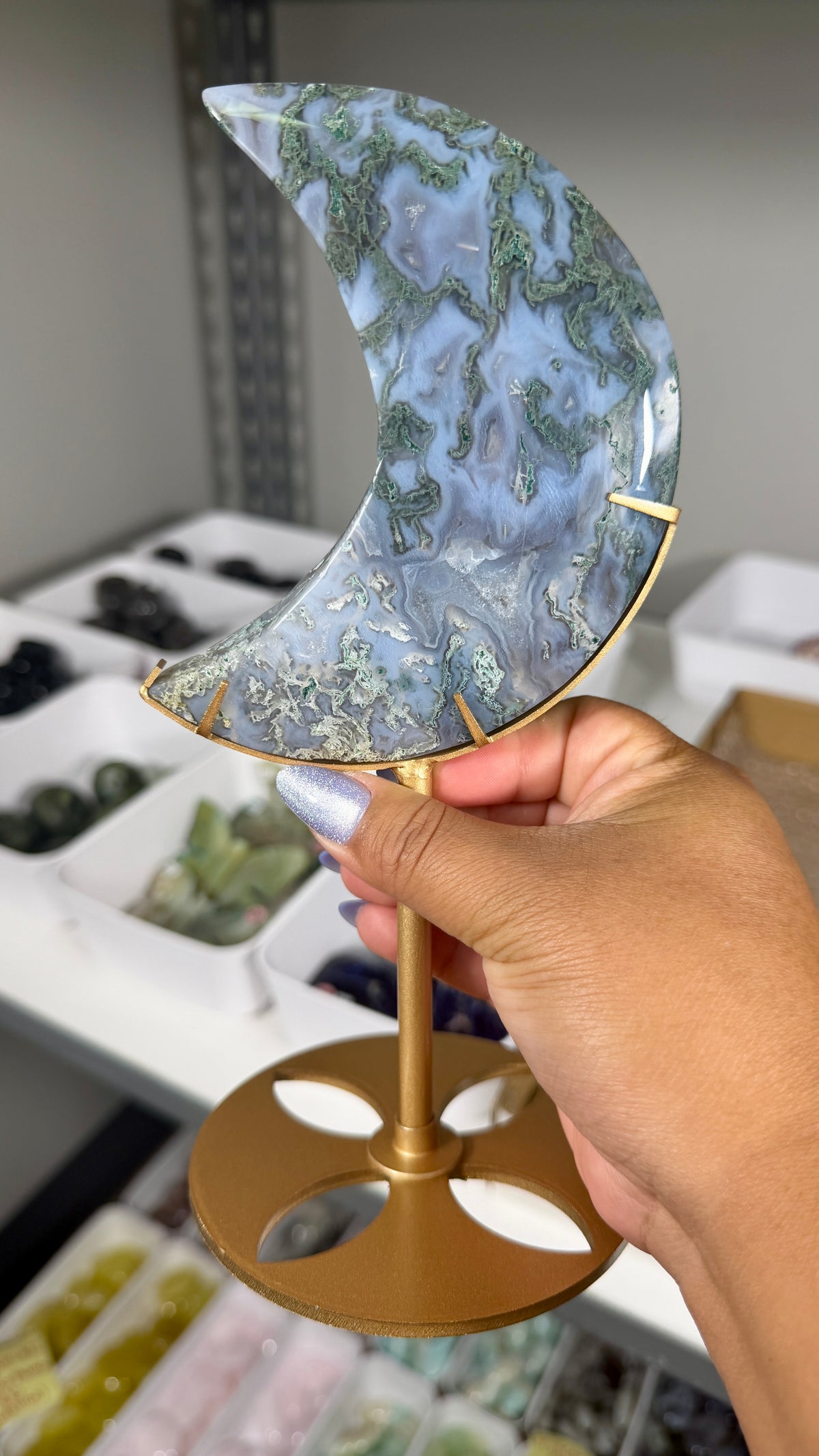 Gorgeous Moss Agate Moon | Opt 79