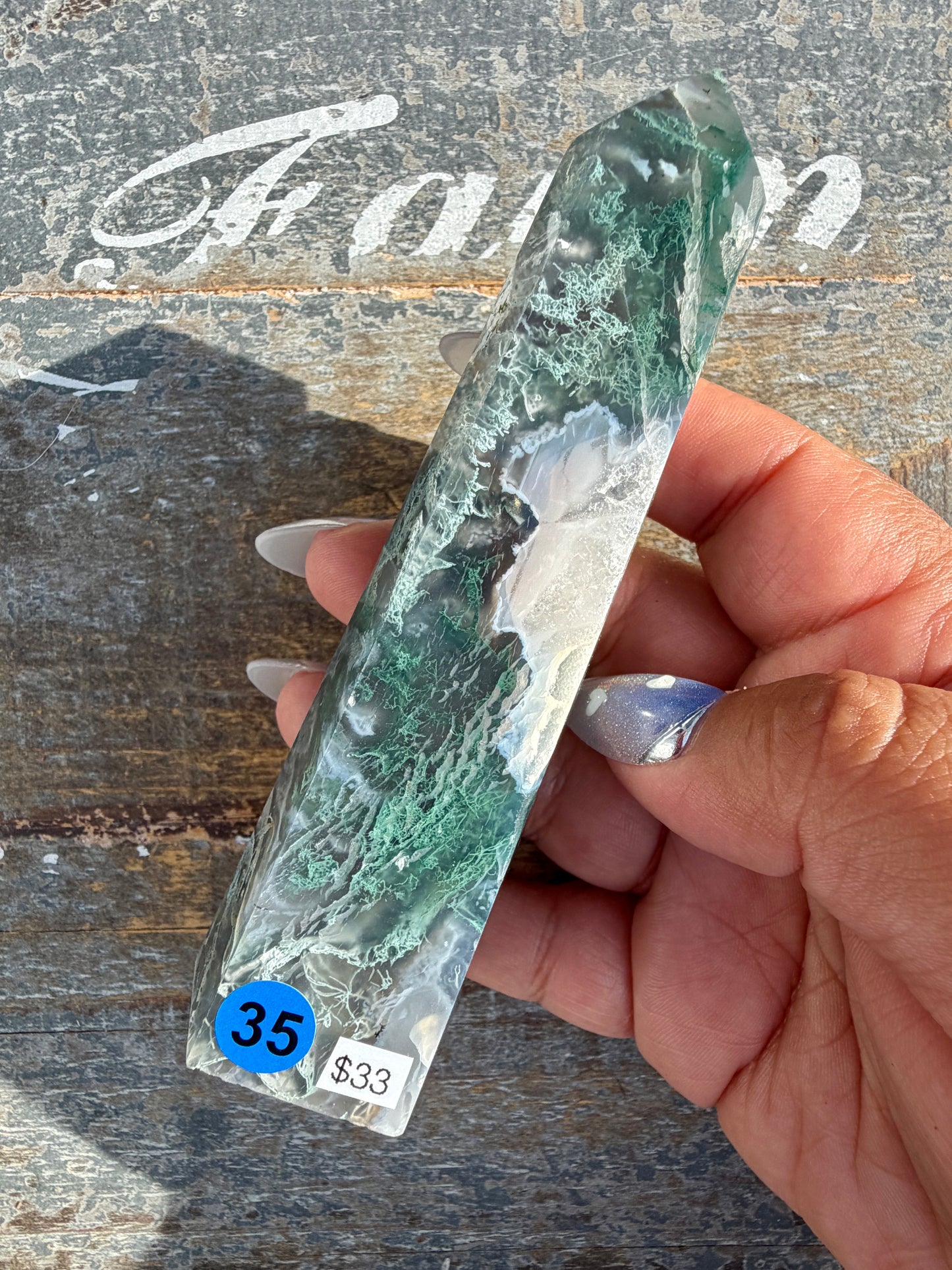 Gorgeous Druzy Moss Agate Tower | Opt 35