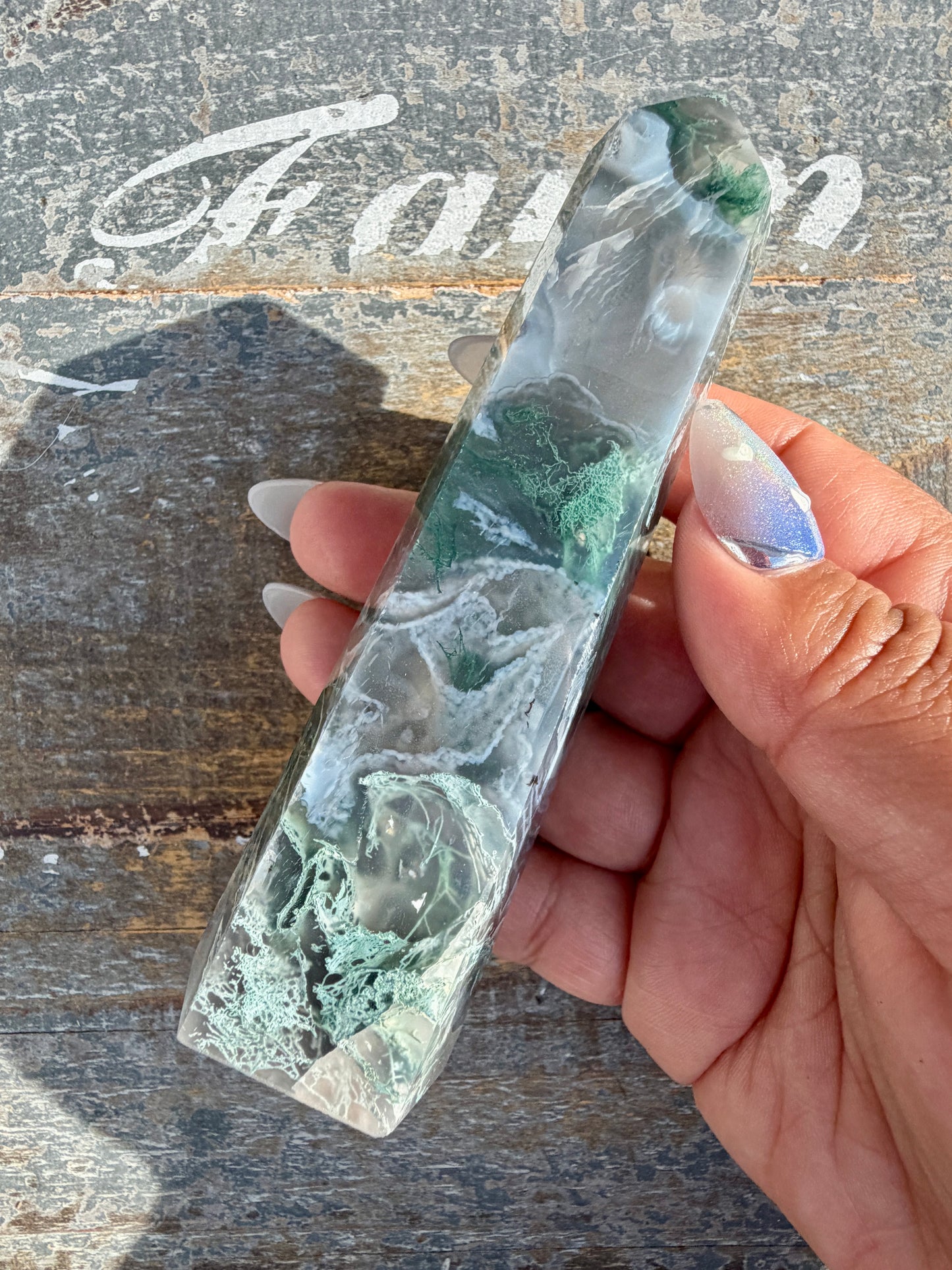 Gorgeous Druzy Moss Agate Tower | Opt 35