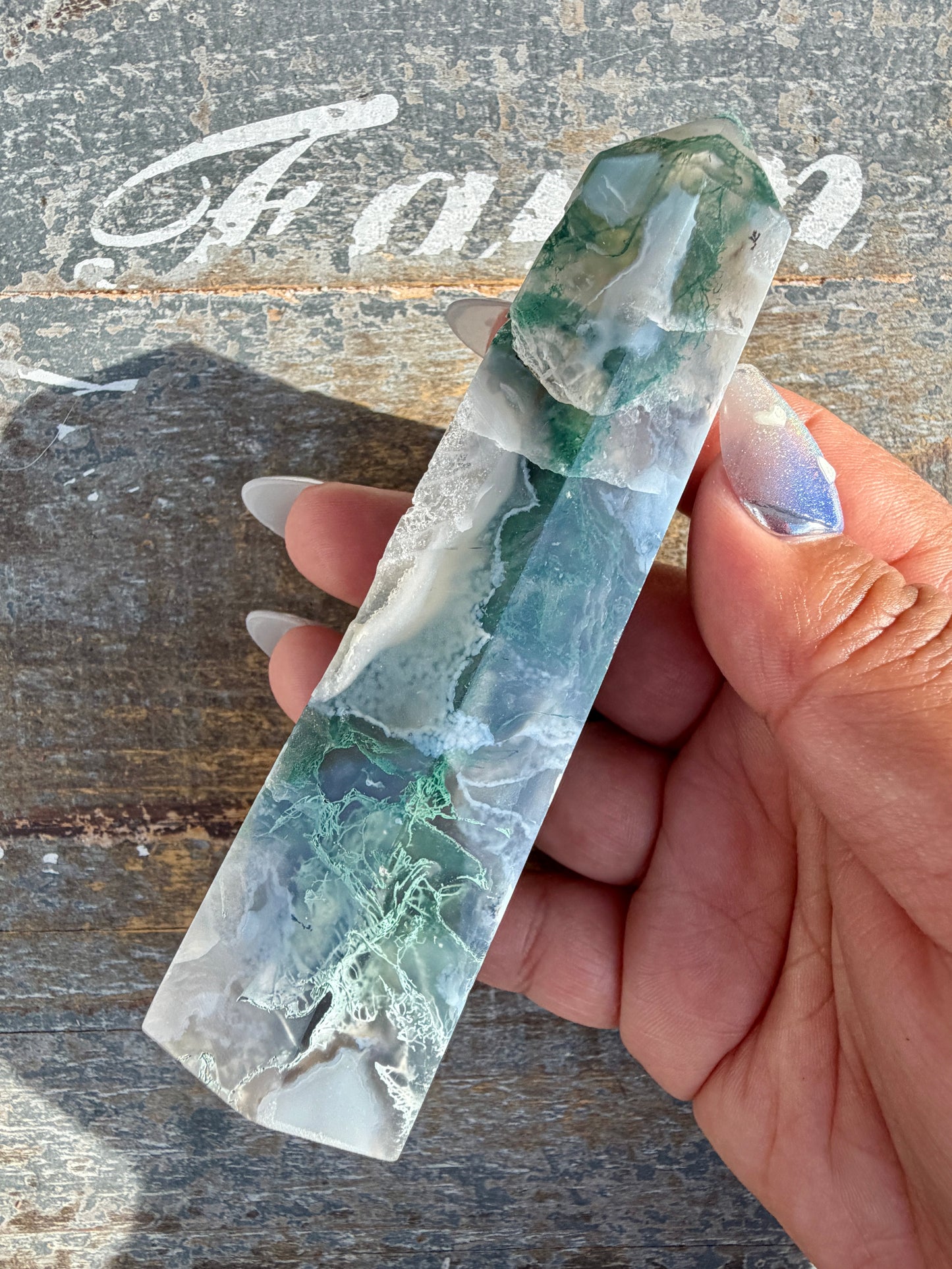 Gorgeous Druzy Moss Agate Tower | Opt 35